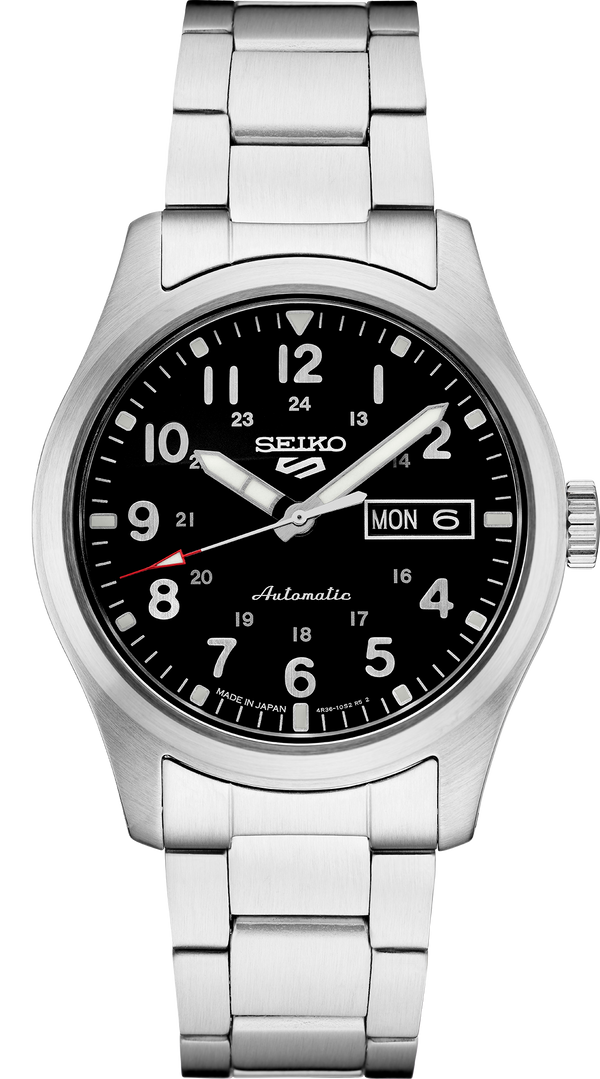 SEIKO 5 SPORTS Automatic Military Inspired Black-Dial Watch
