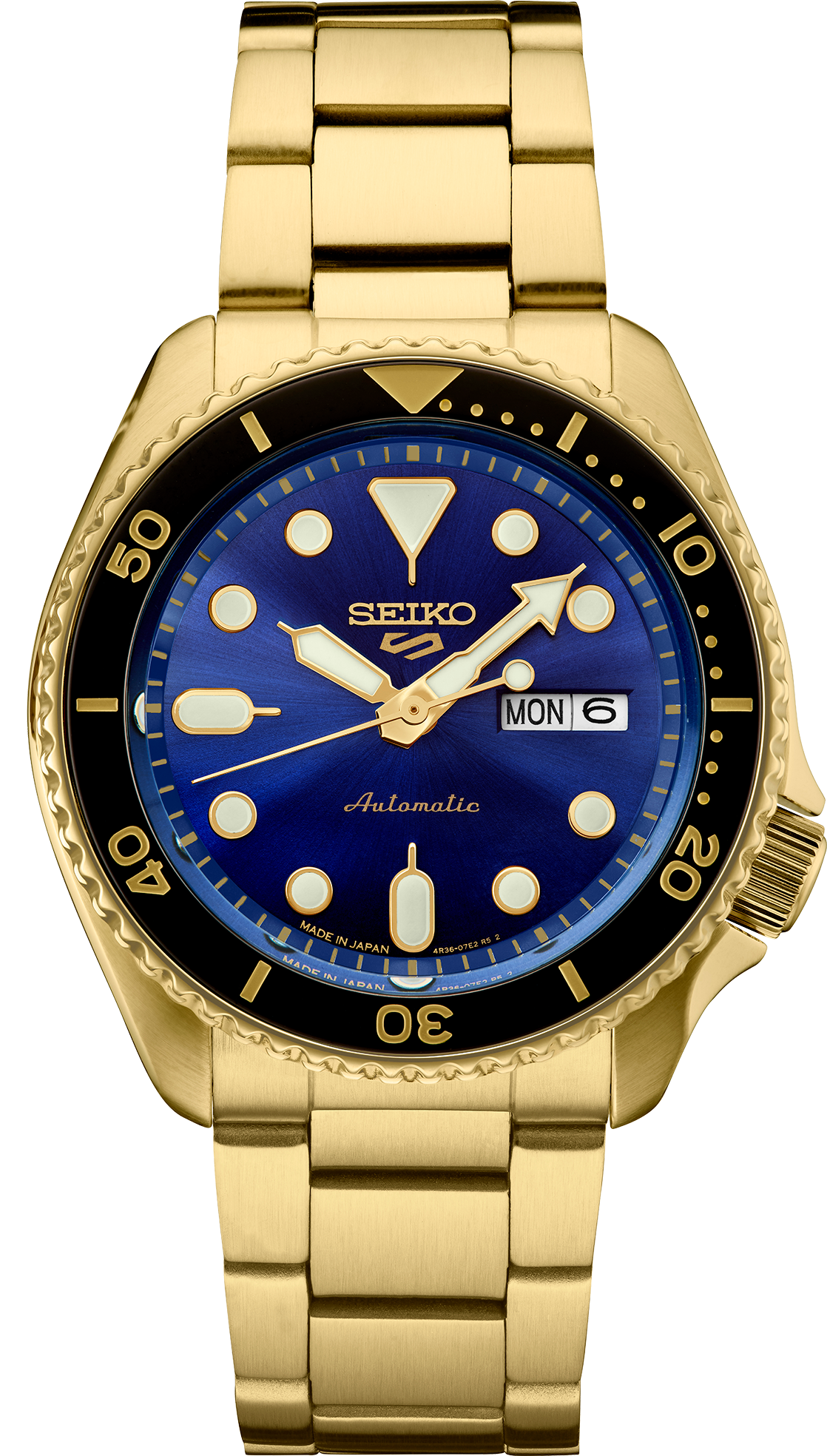 SEIKO MEN'S 5 SPORTS Automatic Blue-Dial & Gold-Tone Case Watch