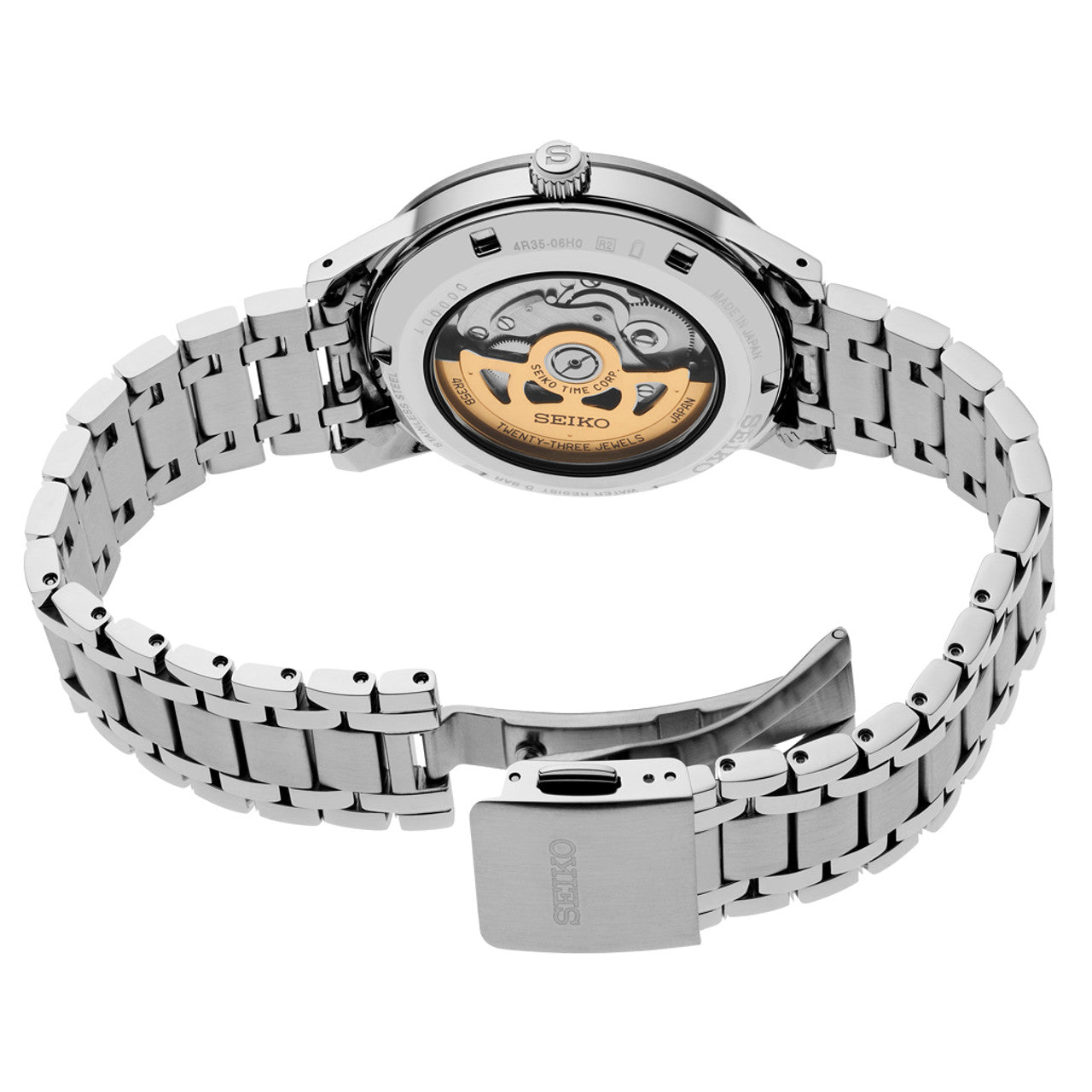Clasp View SEIKO Presage 60s Style Automatic with Black Dial