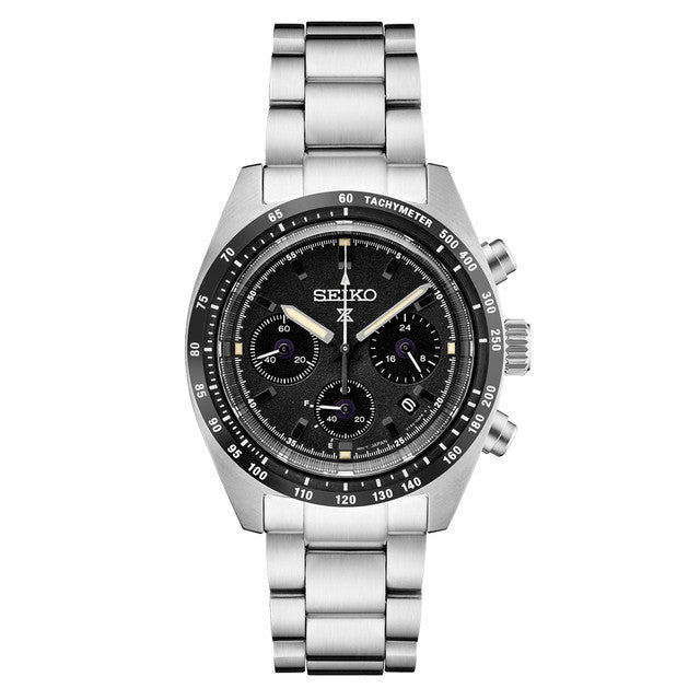 Front View SEIKO Seiko Prospex Speedtimer Solar Chronograph with Black Dial