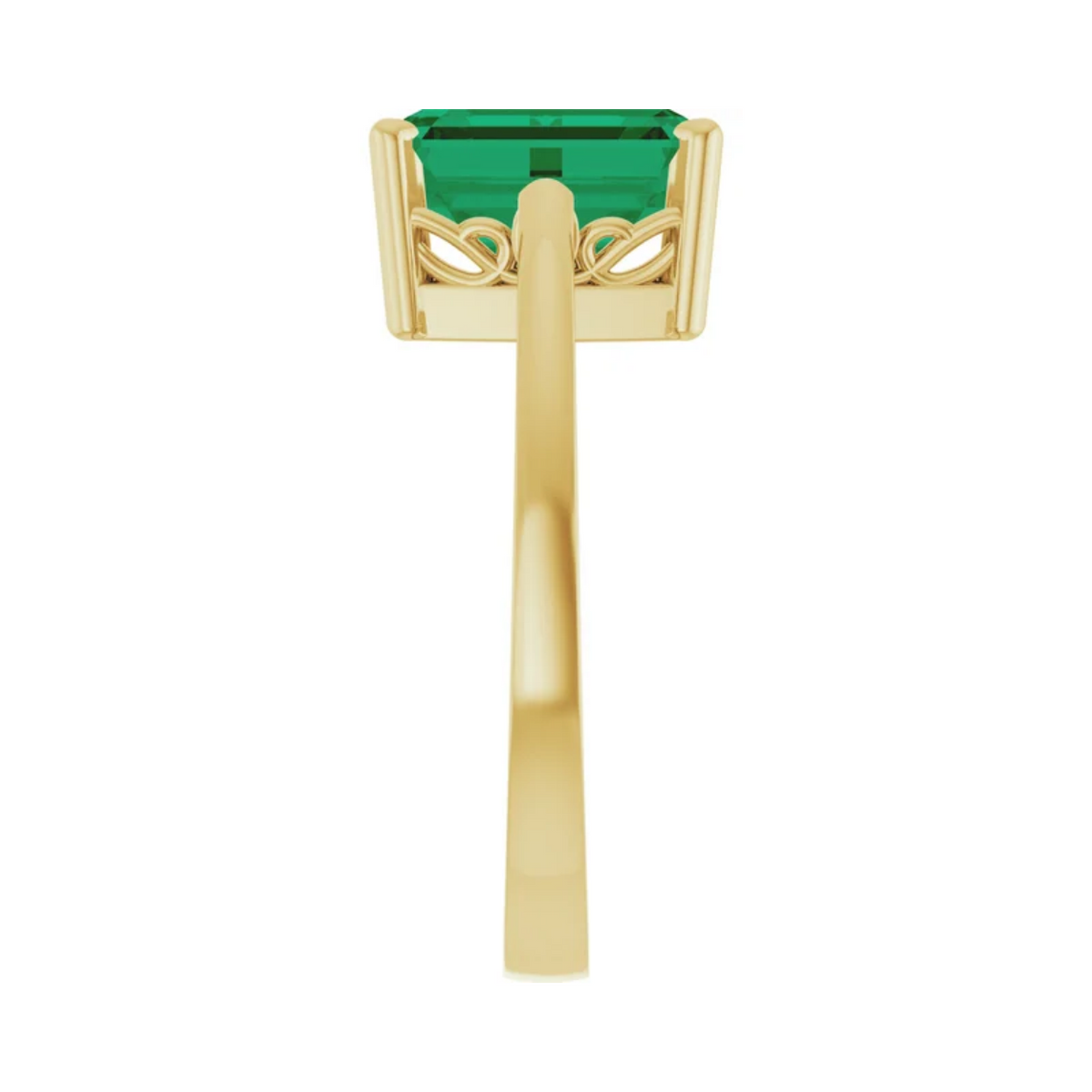 18K Yellow Gold 2.3CT. Created Emerald Solitaire Ring