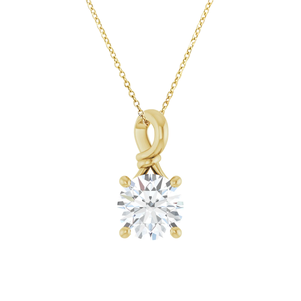 14K Yellow Gold Certified 1.60CT. Round Lab-Grown Diamond Solitaire Pendant Necklace