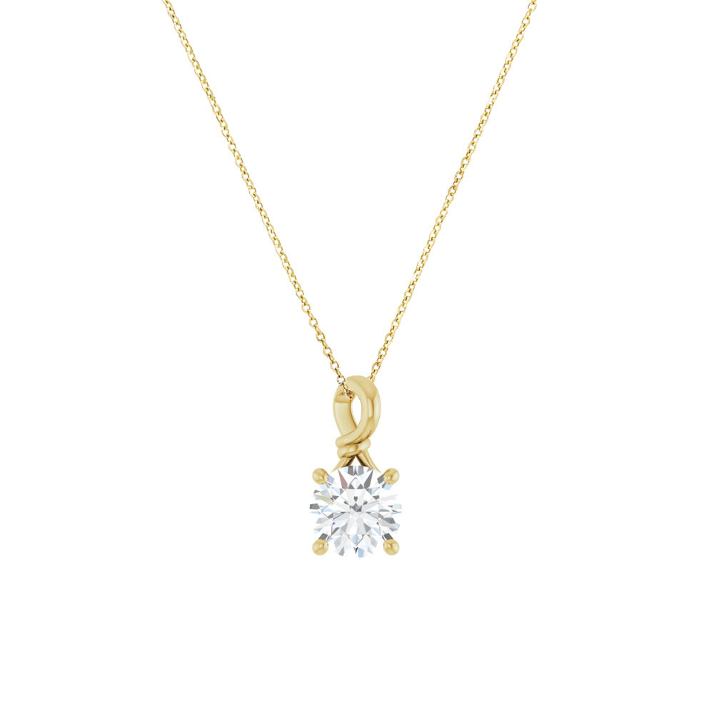 14K Yellow Gold Certified 1.60CT. Round Lab-Grown Diamond Solitaire Pendant Necklace