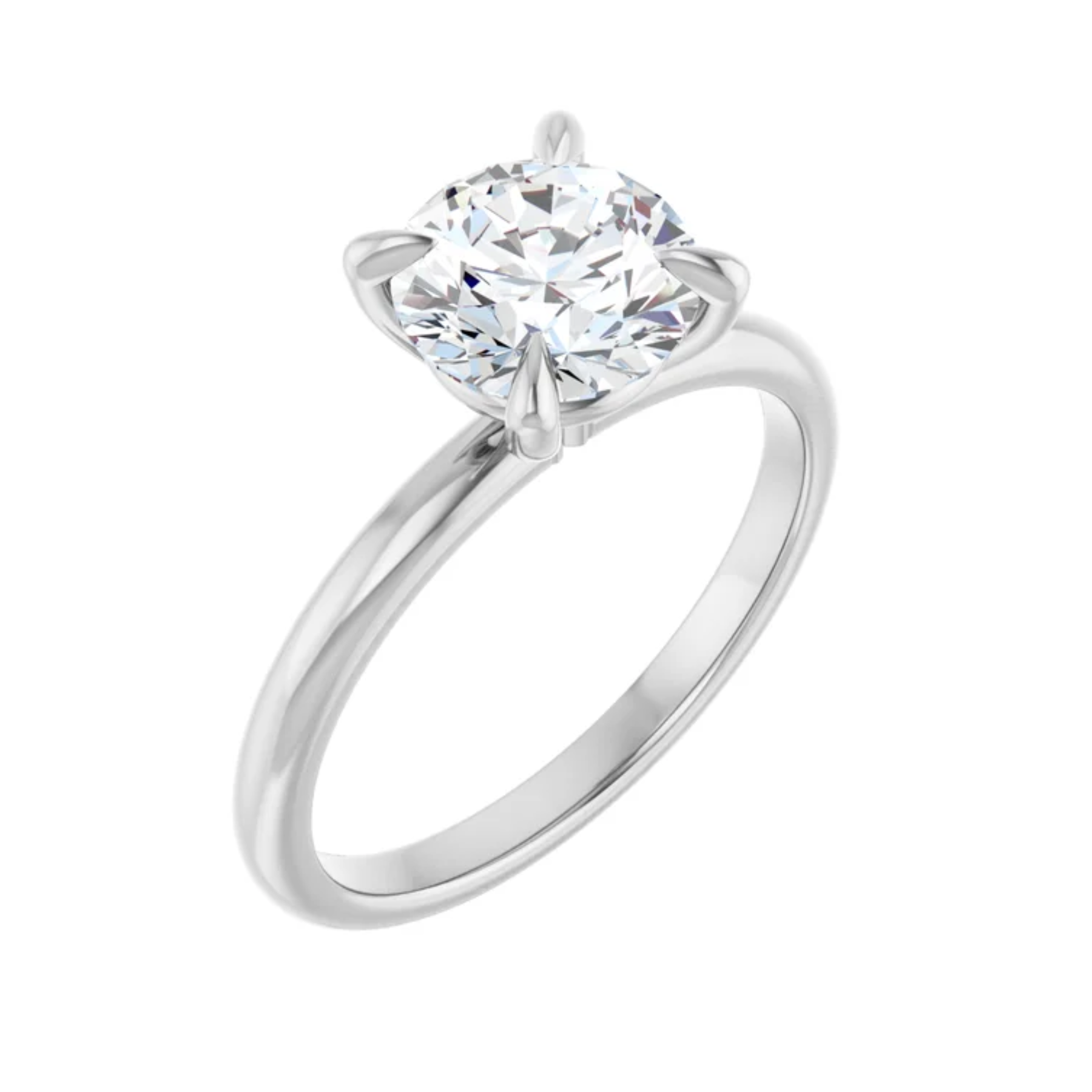 14K White Gold Certified 1.53CT. Lab-Grown Diamond Round Engagement Ring