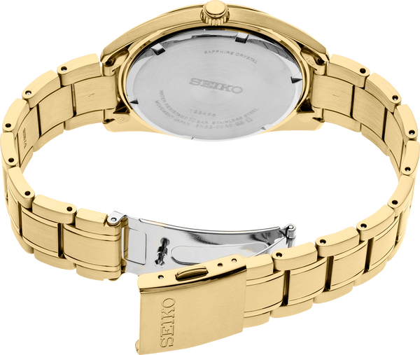 SEIKO MEN'S ESSENTIALS White-Dial Gold Tone Watch