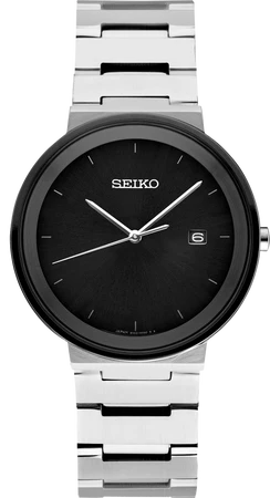 SEIKO MEN'S ESSENTIALS Contemporary Black Sunray Dial Watch