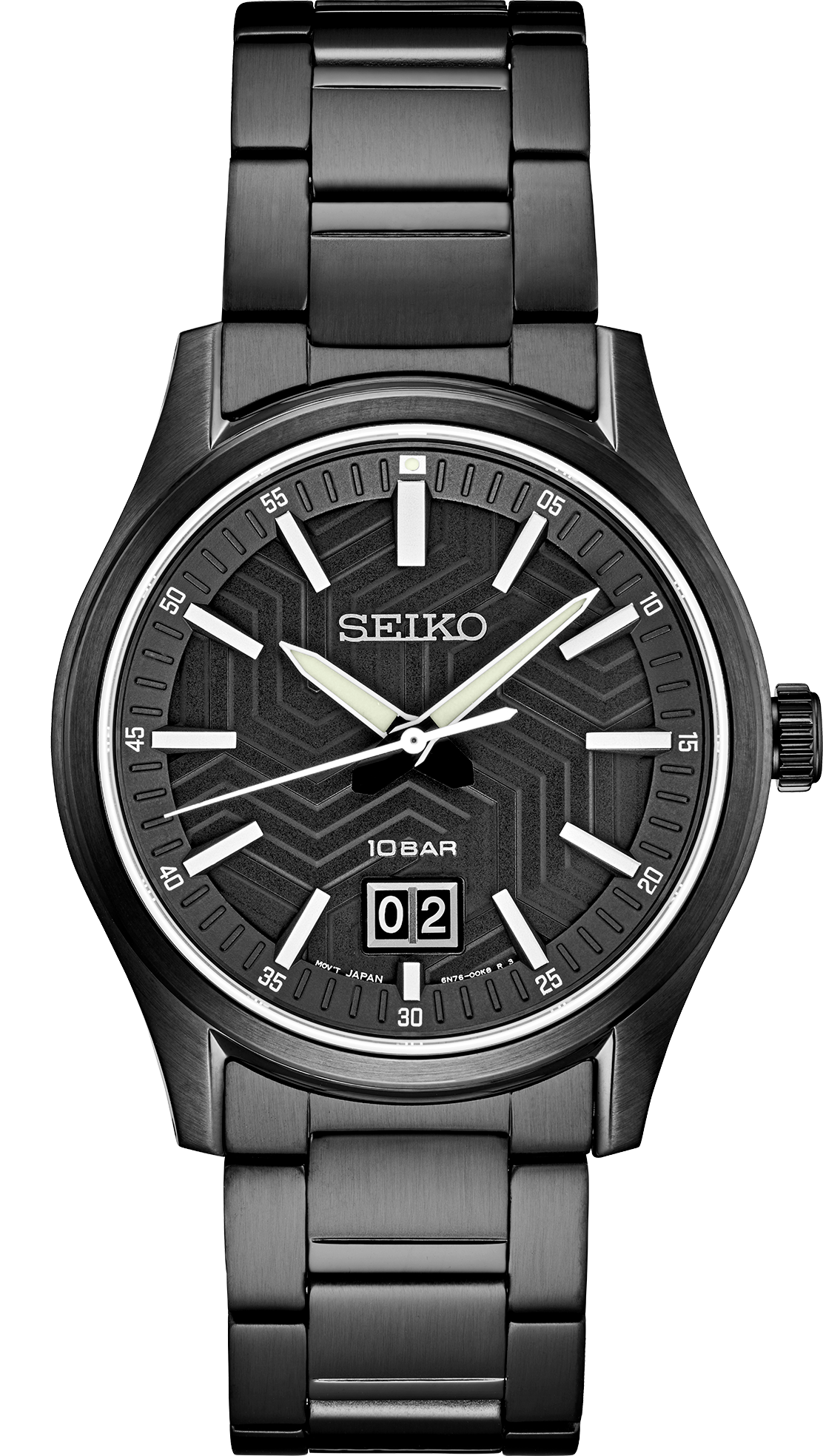 SEIKO MEN'S ESSENTIALS Geometric Blacked-Out Dial Watch