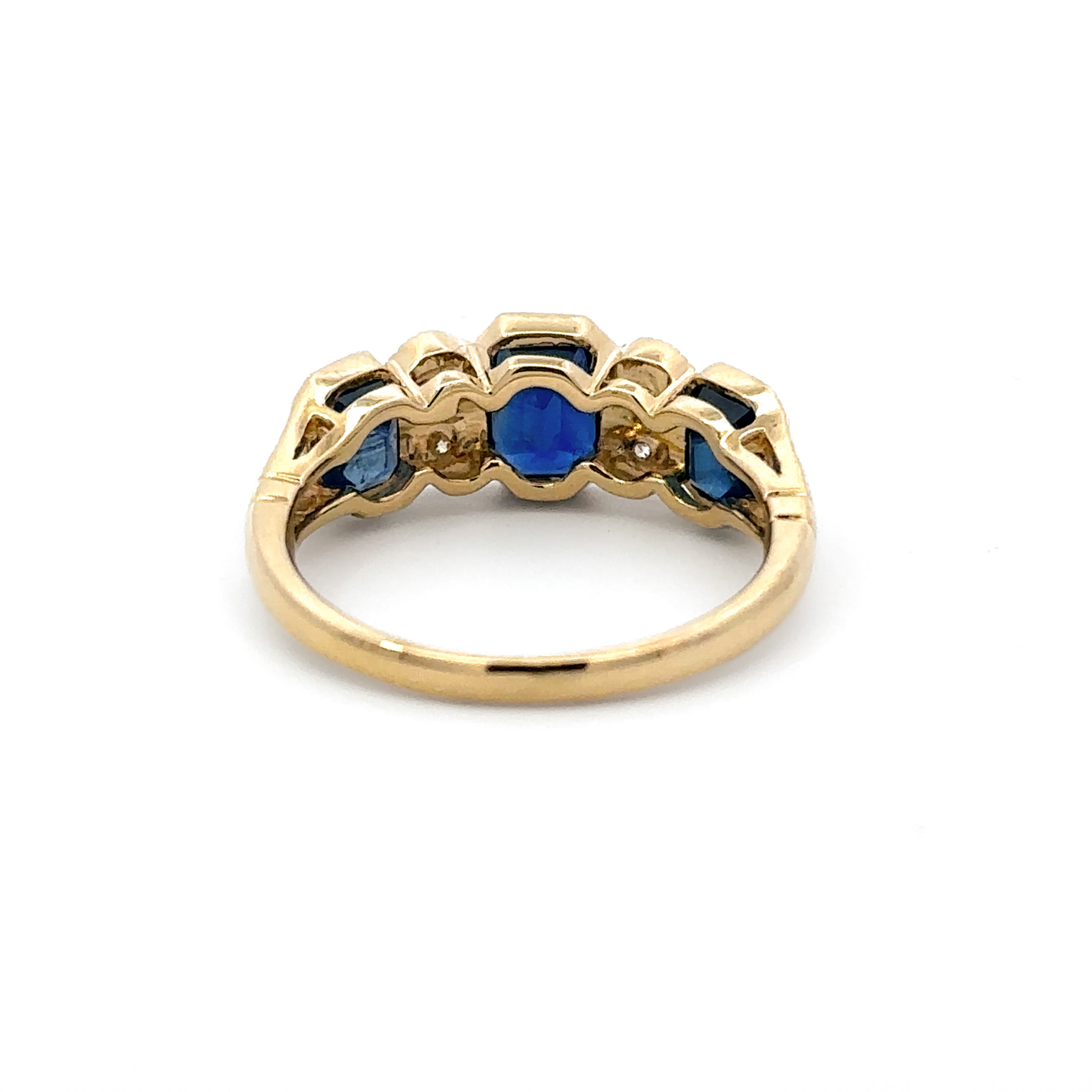 14K Yellow Gold 2.64CTW. Blue Sapphire and 0.29CTW. Diamond Accented Ring