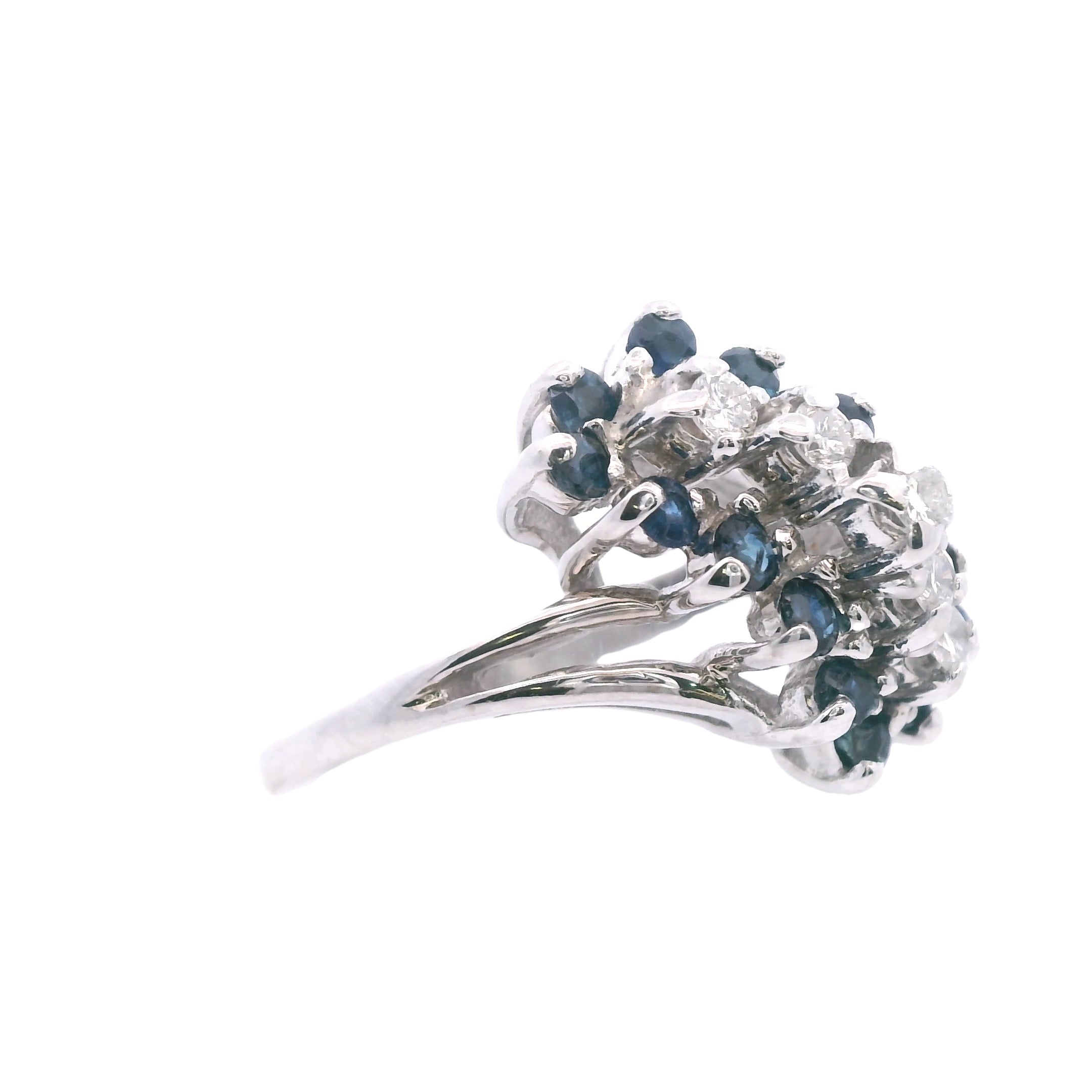 Estate Collection: 14K White Gold Diamond & Sapphire Ring