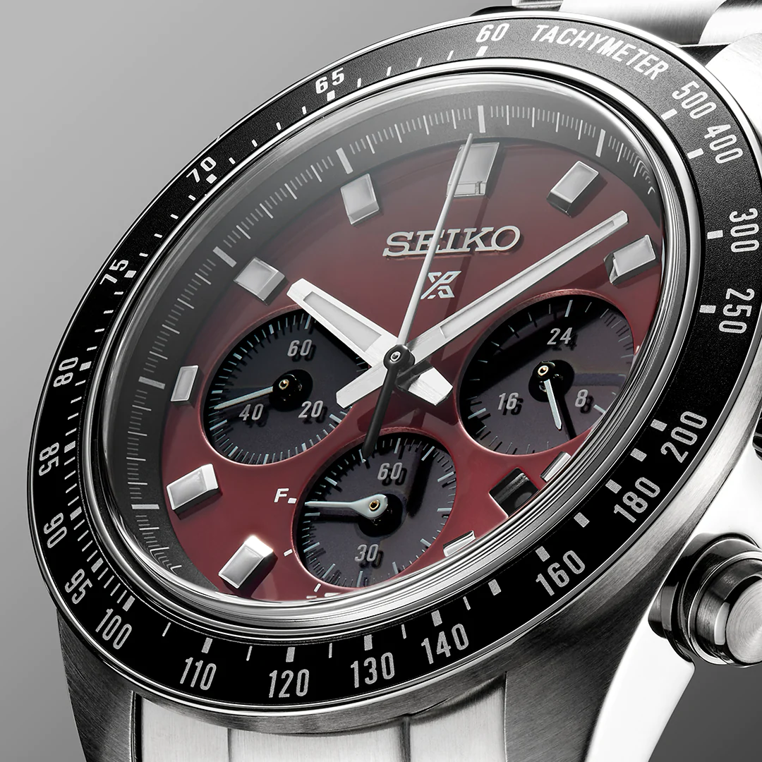 SEIKO MEN'S SOLAR PROSPEX Speedtimer Chronograph Burgundy Dial Watch