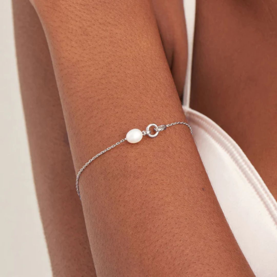 Ania Haie Sterling Silver Pearl Link Chain Bracelet