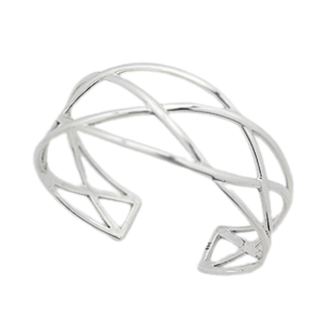 Sterling Silver Negative Space Twist Cuff Bangle Bracelet