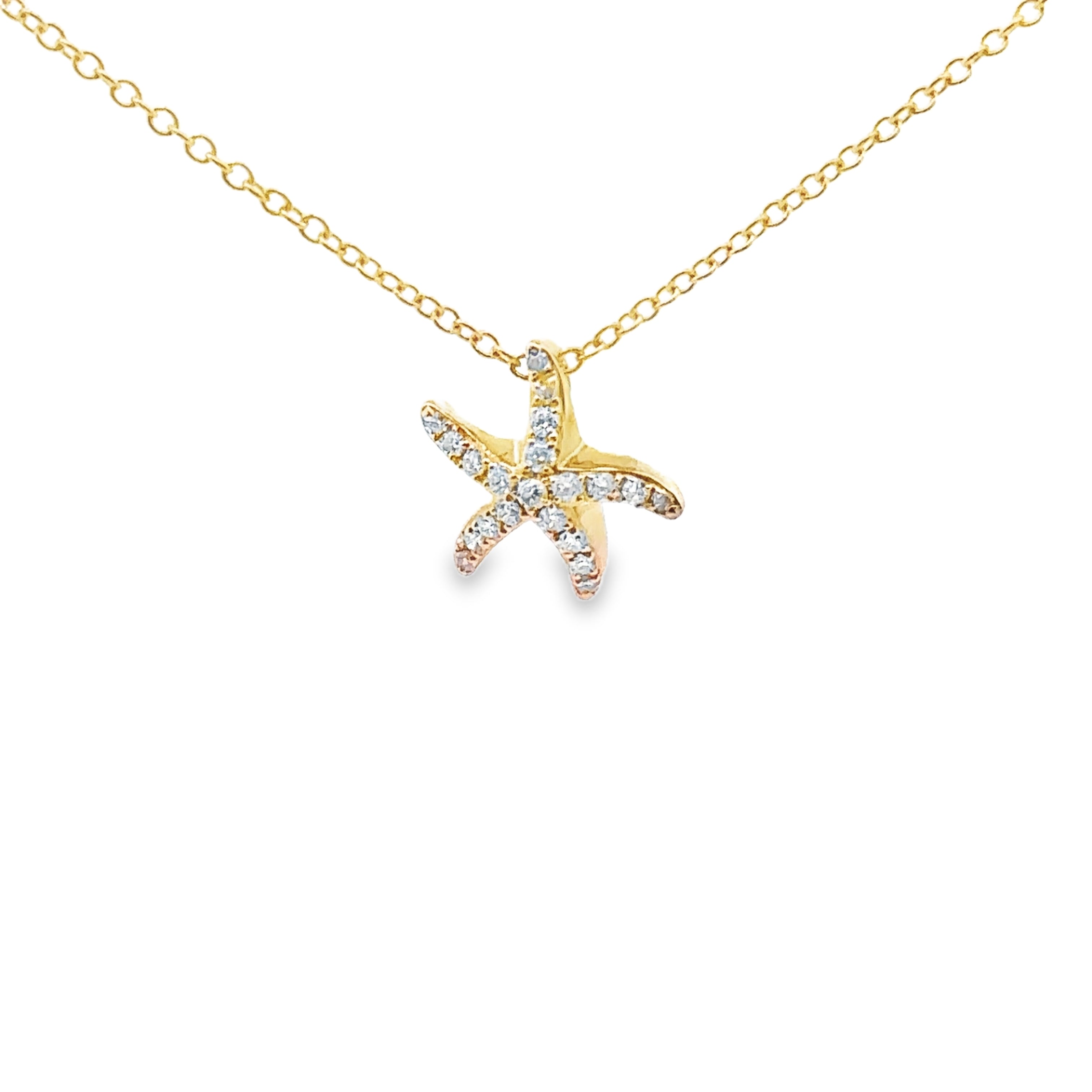 Effy 14K Yellow Gold Starfish 1/8 Ct Diamond Pendant