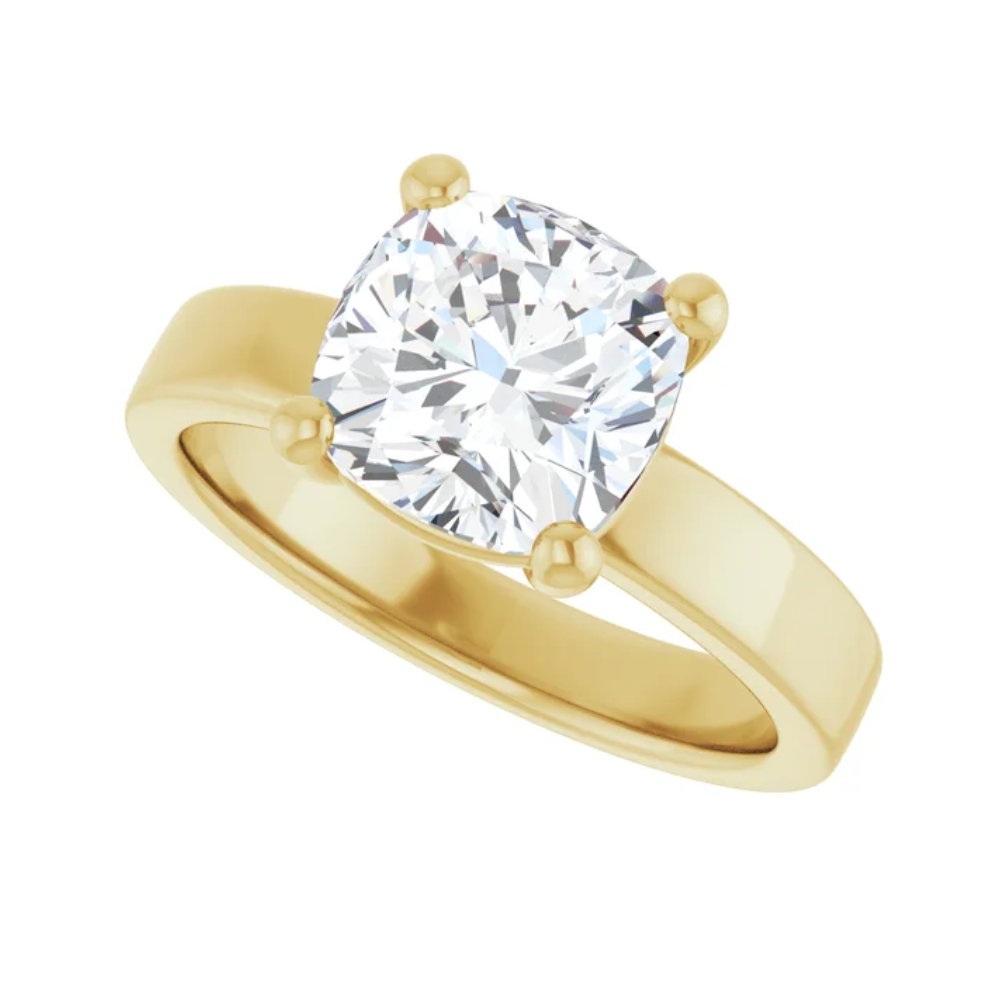 The "Eva" — Certified 14K Yellow Gold 2.70CT. Cushion-Cut Lab-Grown Diamond Solitaire Engagement Ring