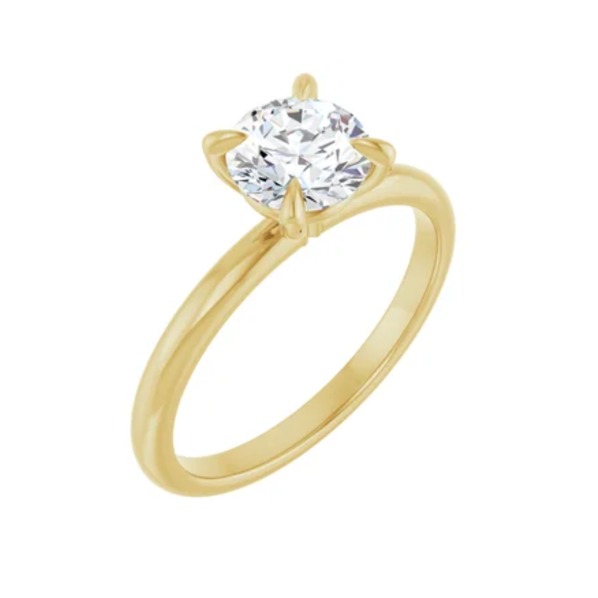 14K Yellow Gold Round 1CT. Lab-Grown Diamond Solitaire Engagement Ring