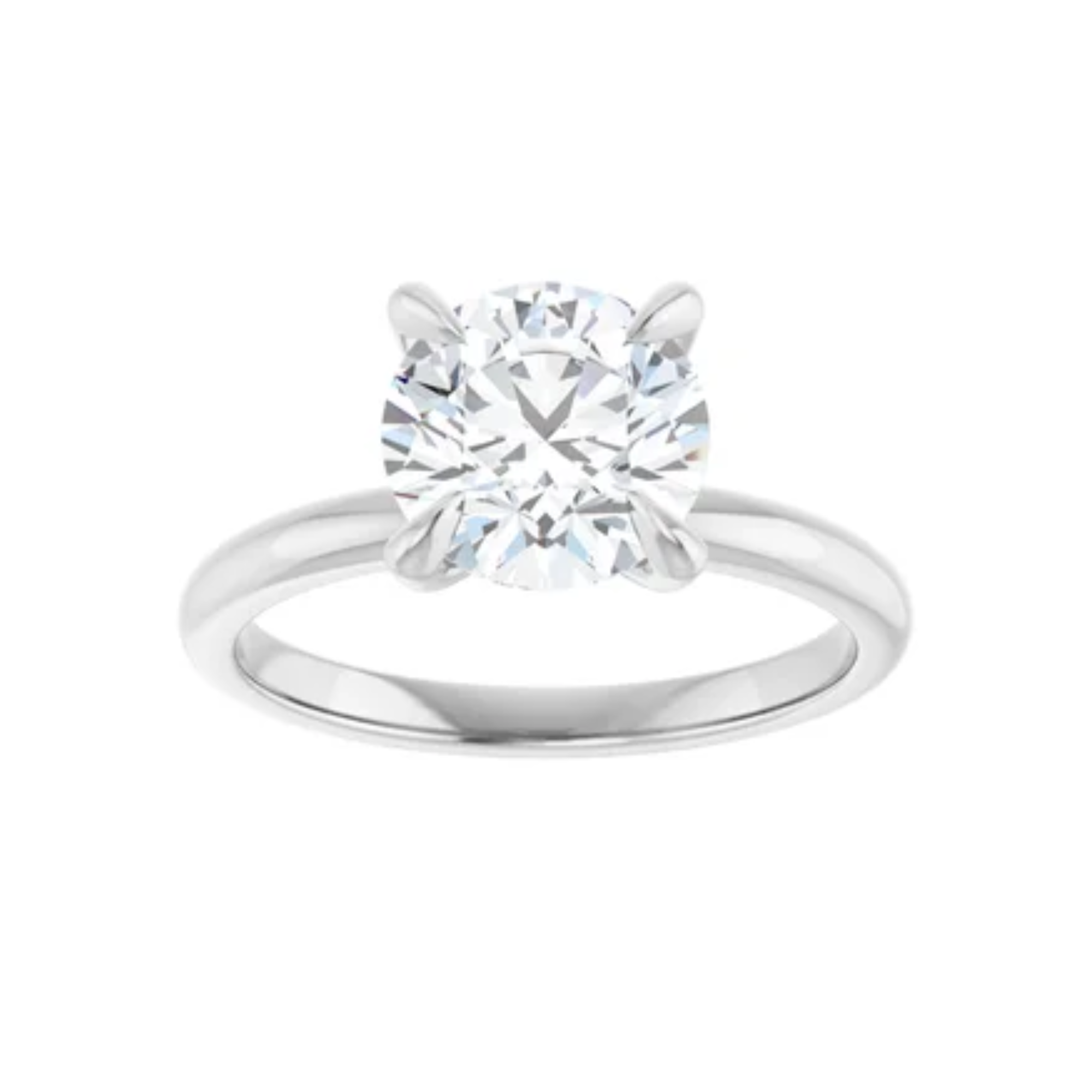 14K White Gold Round 2CT. Lab-Grown Diamond Solitaire Engagement Ring
