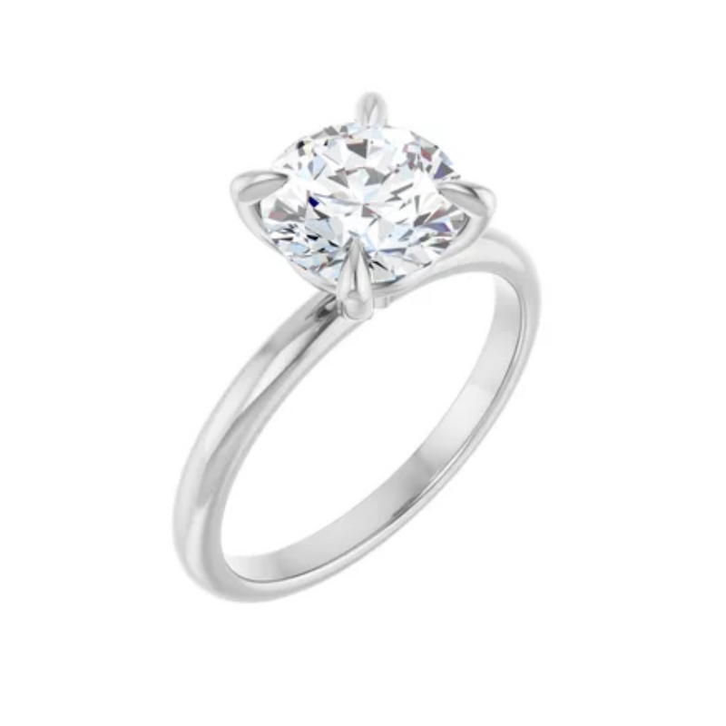 14K White Gold Round 2CT. Lab-Grown Diamond Solitaire Engagement Ring