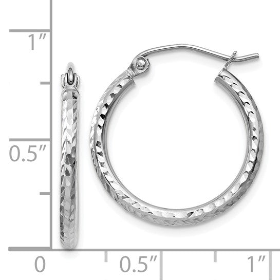 14K White Gold 2x20MM Hoops with Ruler