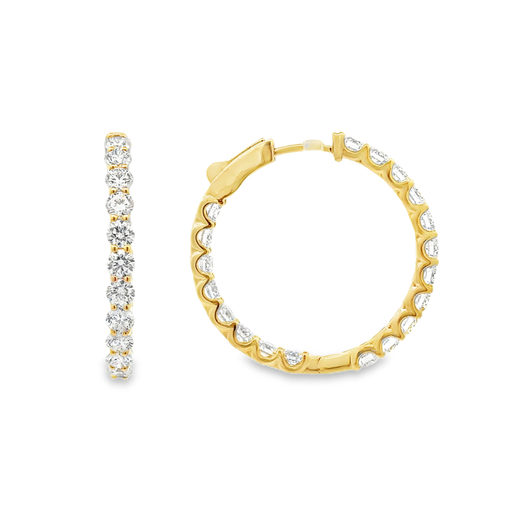 14K Yellow Gold Certified 5CTW. Lab-Grown Diamond Inside-Out Hoop Earrings