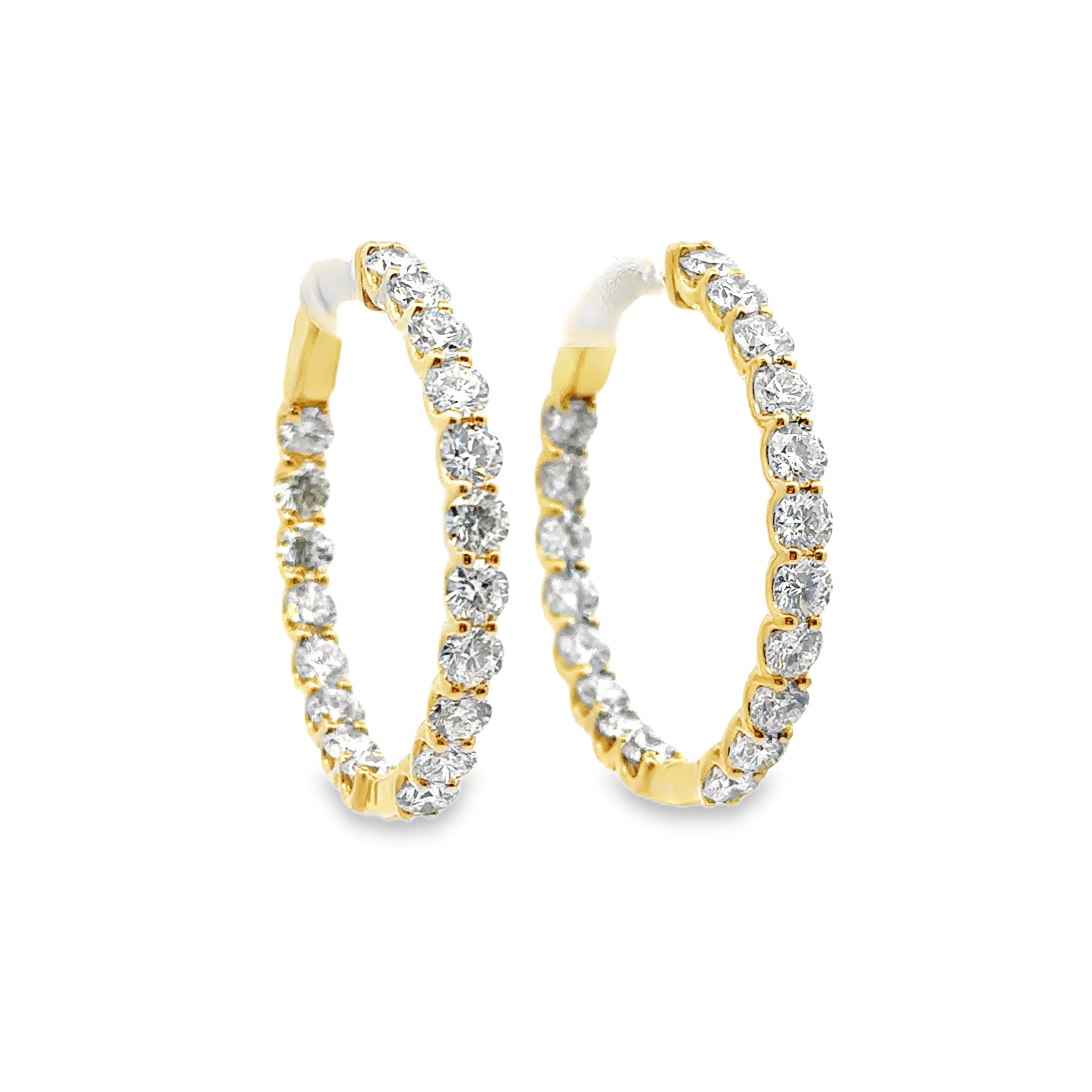 14K Yellow Gold Certified 5CTW. Lab-Grown Diamond Inside-Out Hoop Earrings