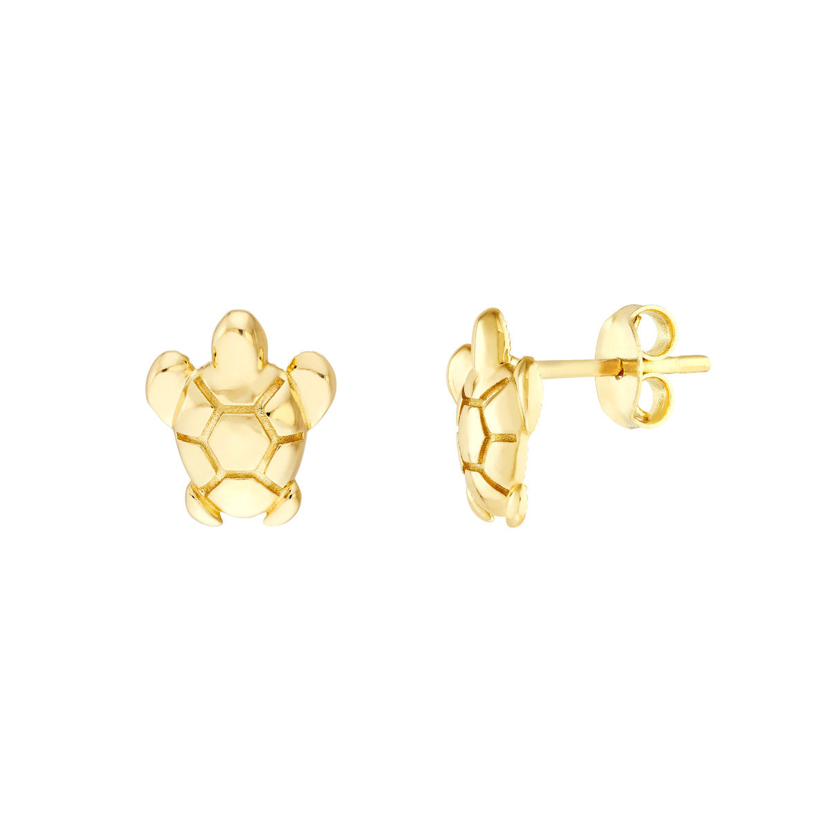 14K Yellow Gold Sea Turtle Stud Earrings