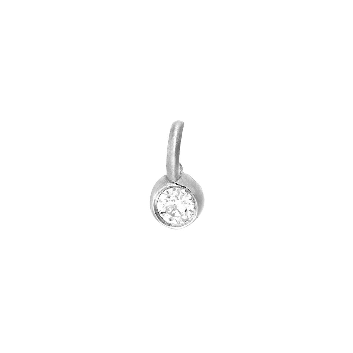 14K White Gold Dainty 0.01CT. Diamond Bezel Forever Bracelet Charm