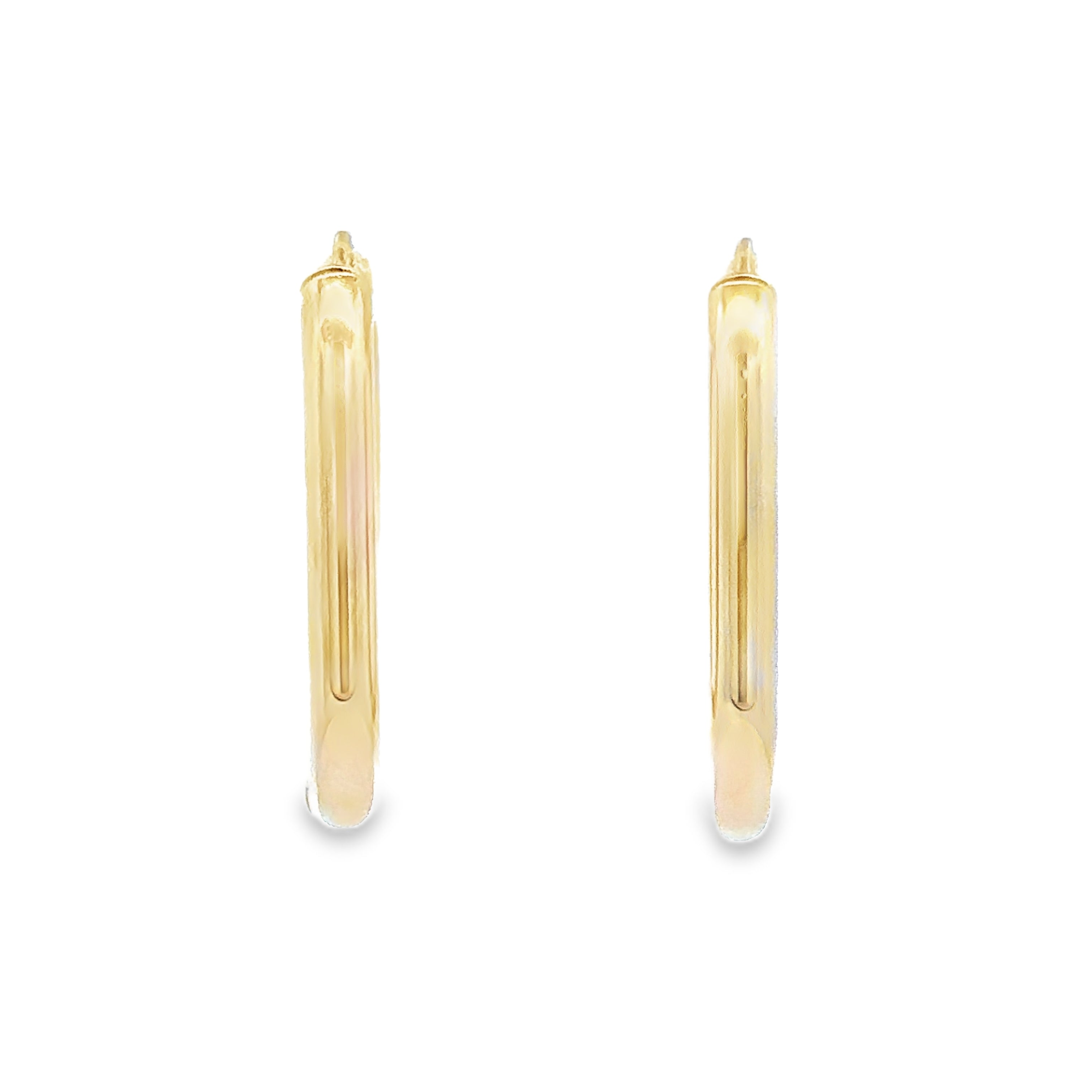 14K Yellow Gold 25.1 MM Round Hoop Hinged Earrings