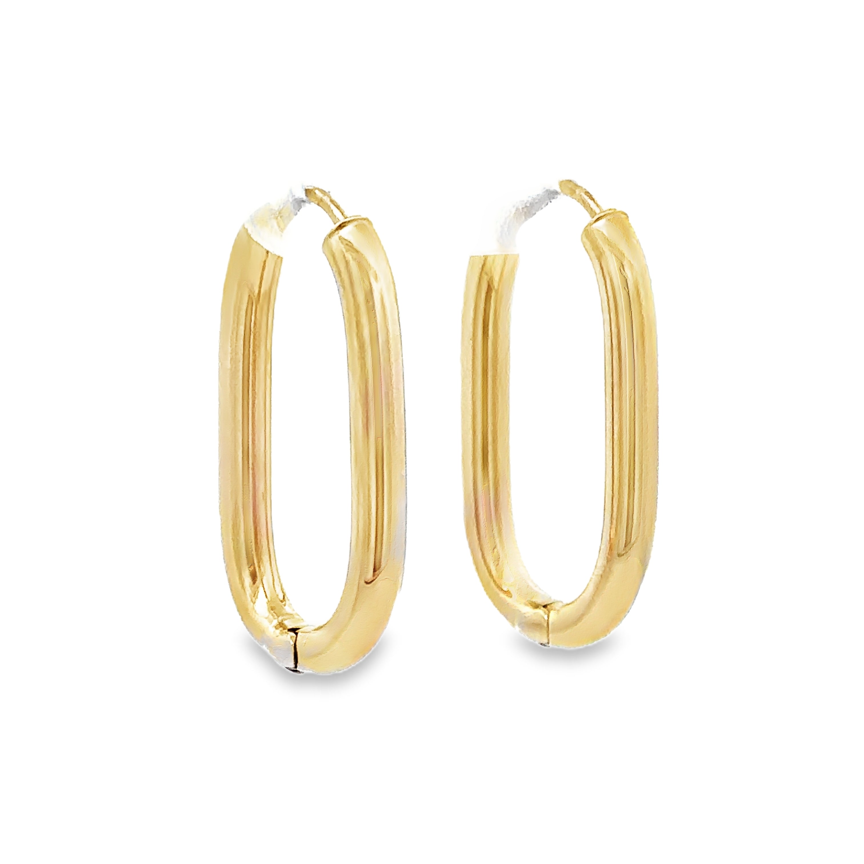 14K Yellow Gold 25.1 MM Round Hoop Hinged Earrings