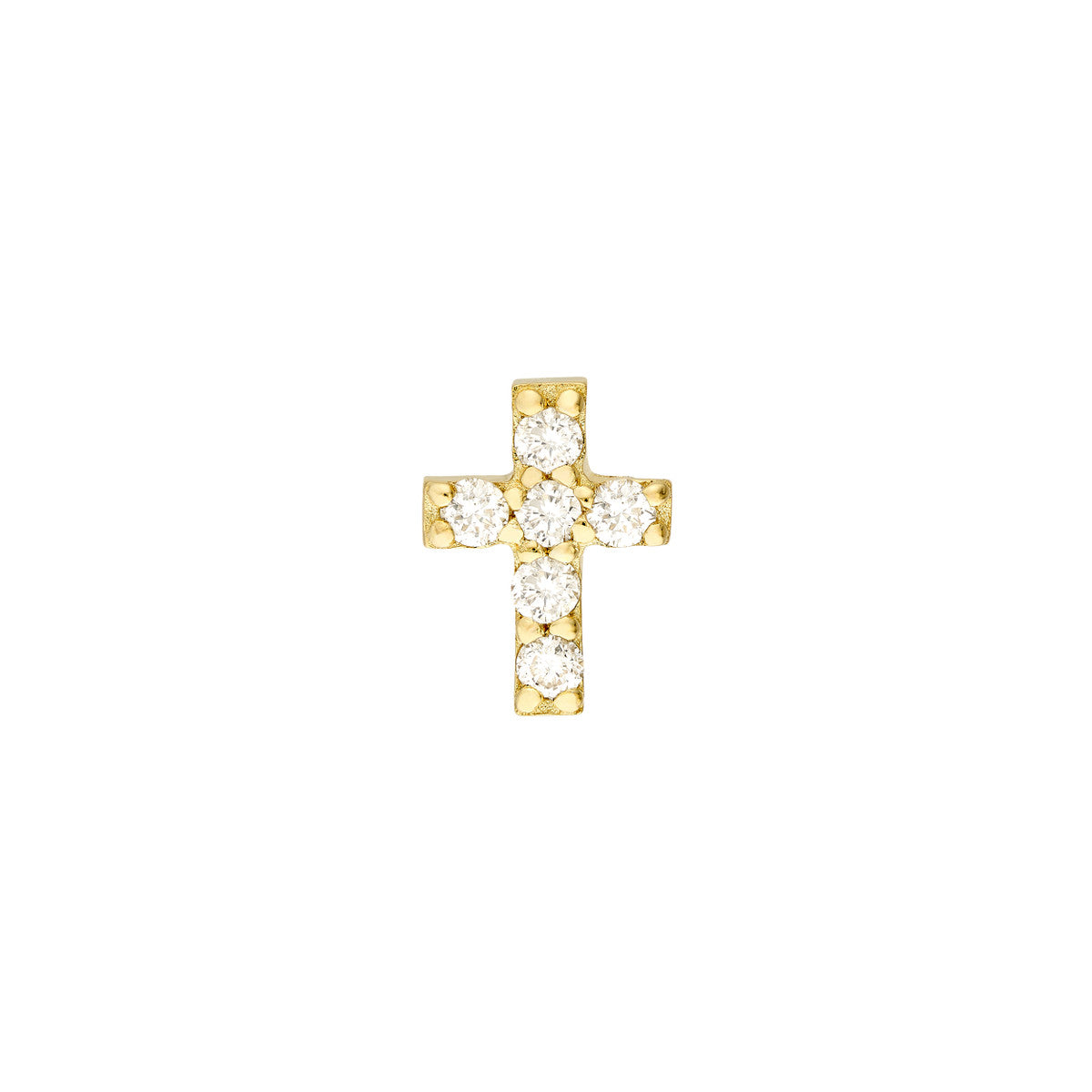 14K Yellow Gold 1/10CT. Diamond Cross Stud Earrings