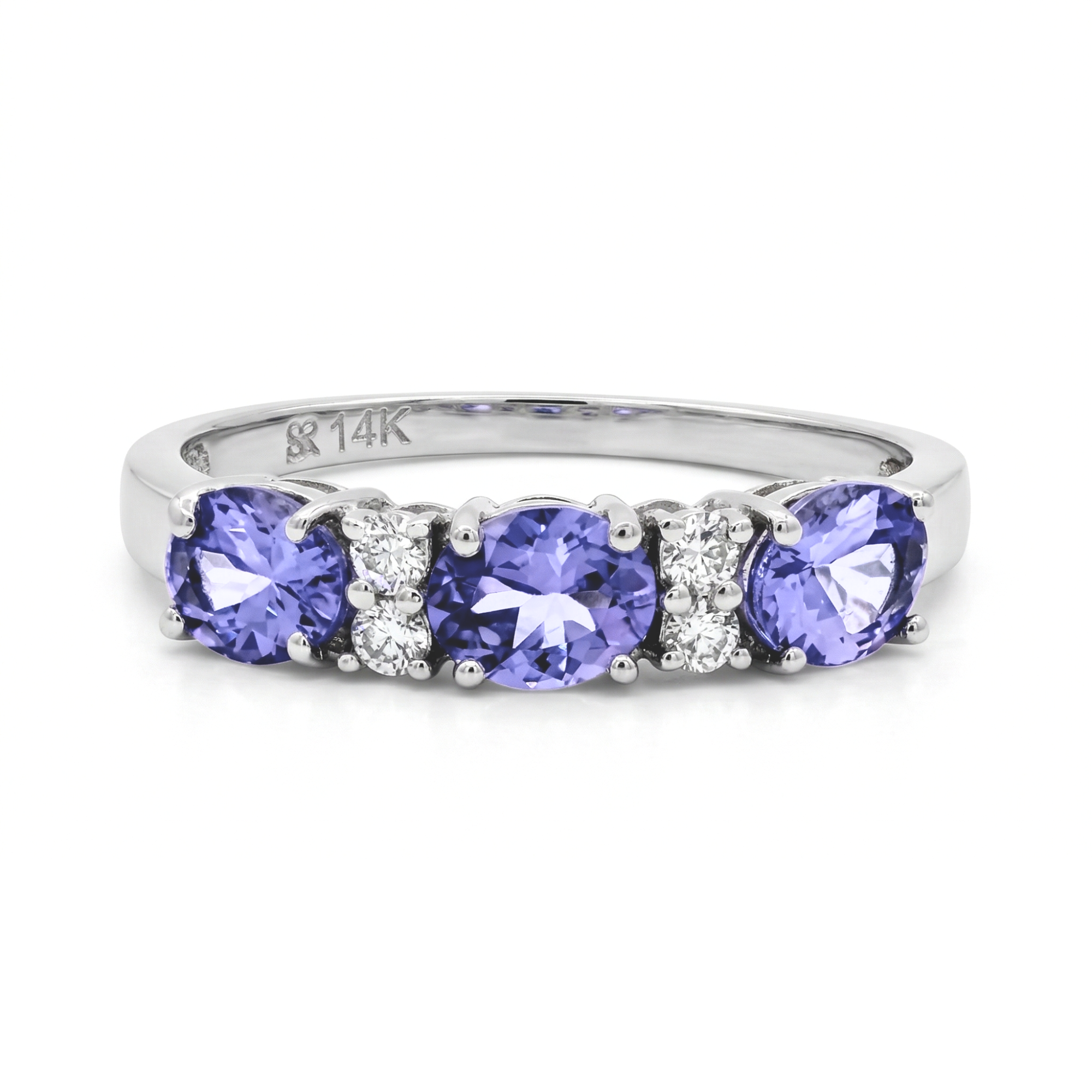 14K White Gold 1.05CTW. Tanzanite and 0.09CTW. Diamond Ring