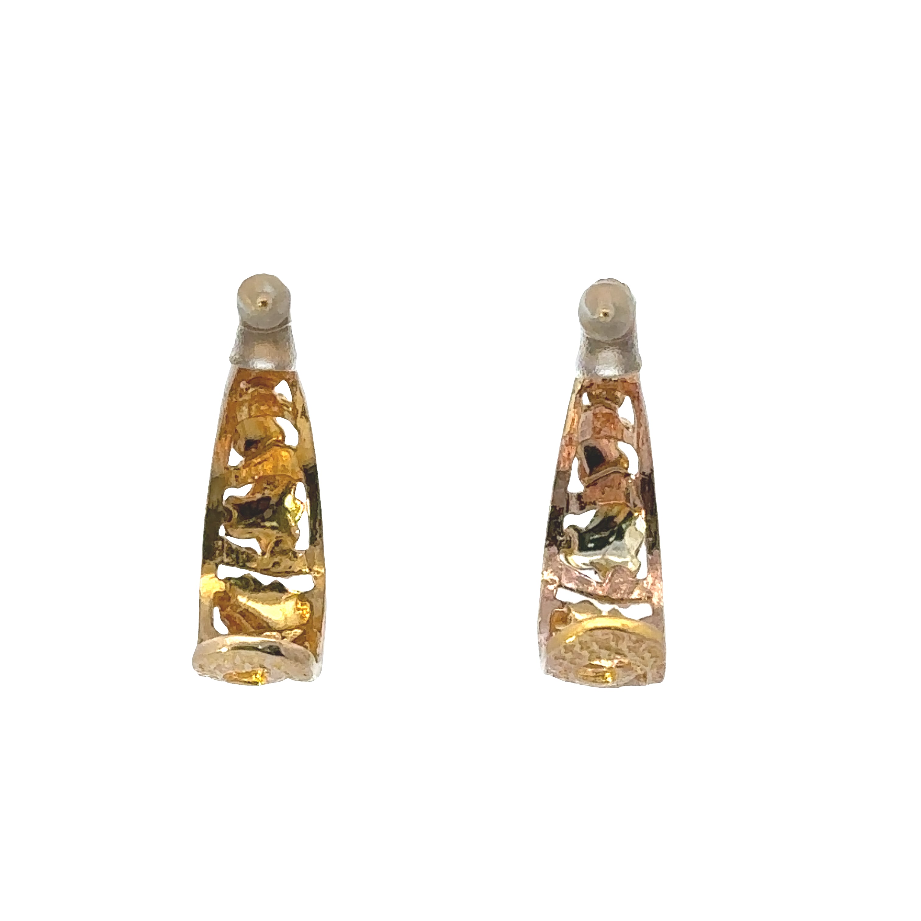 back side view of earrings on a white background
