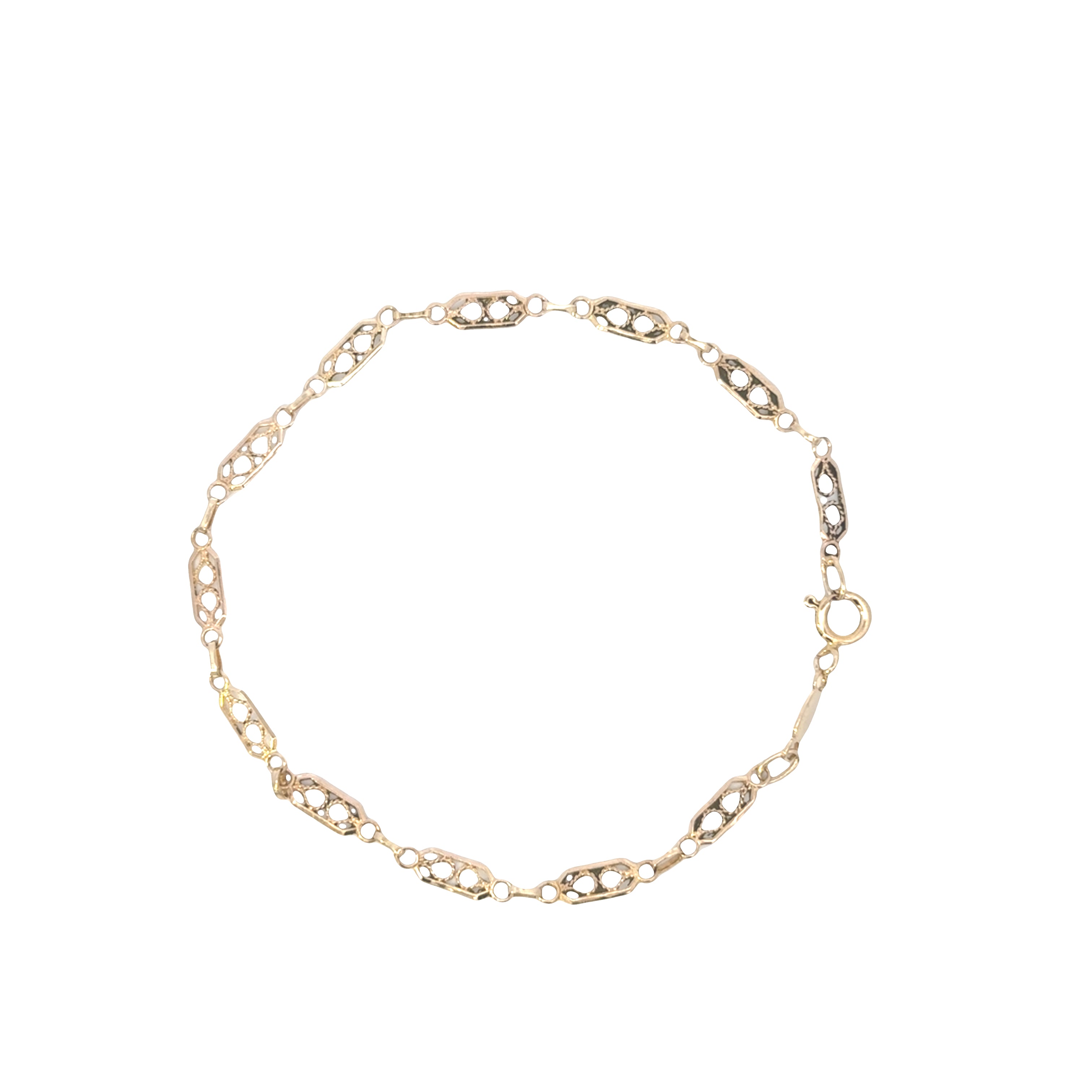 Gold chain bracelet on a white background