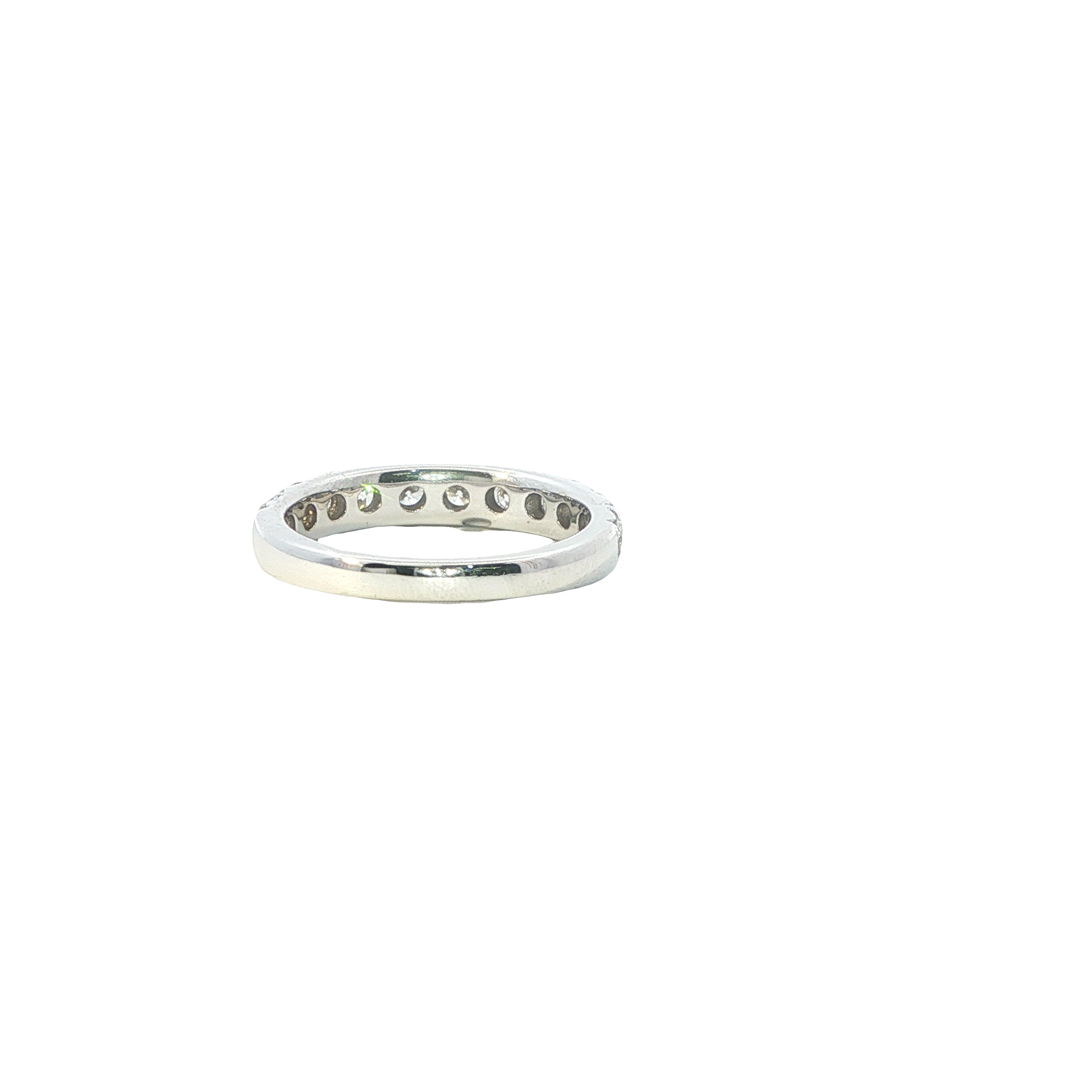 Silver ring with small stones on a white background