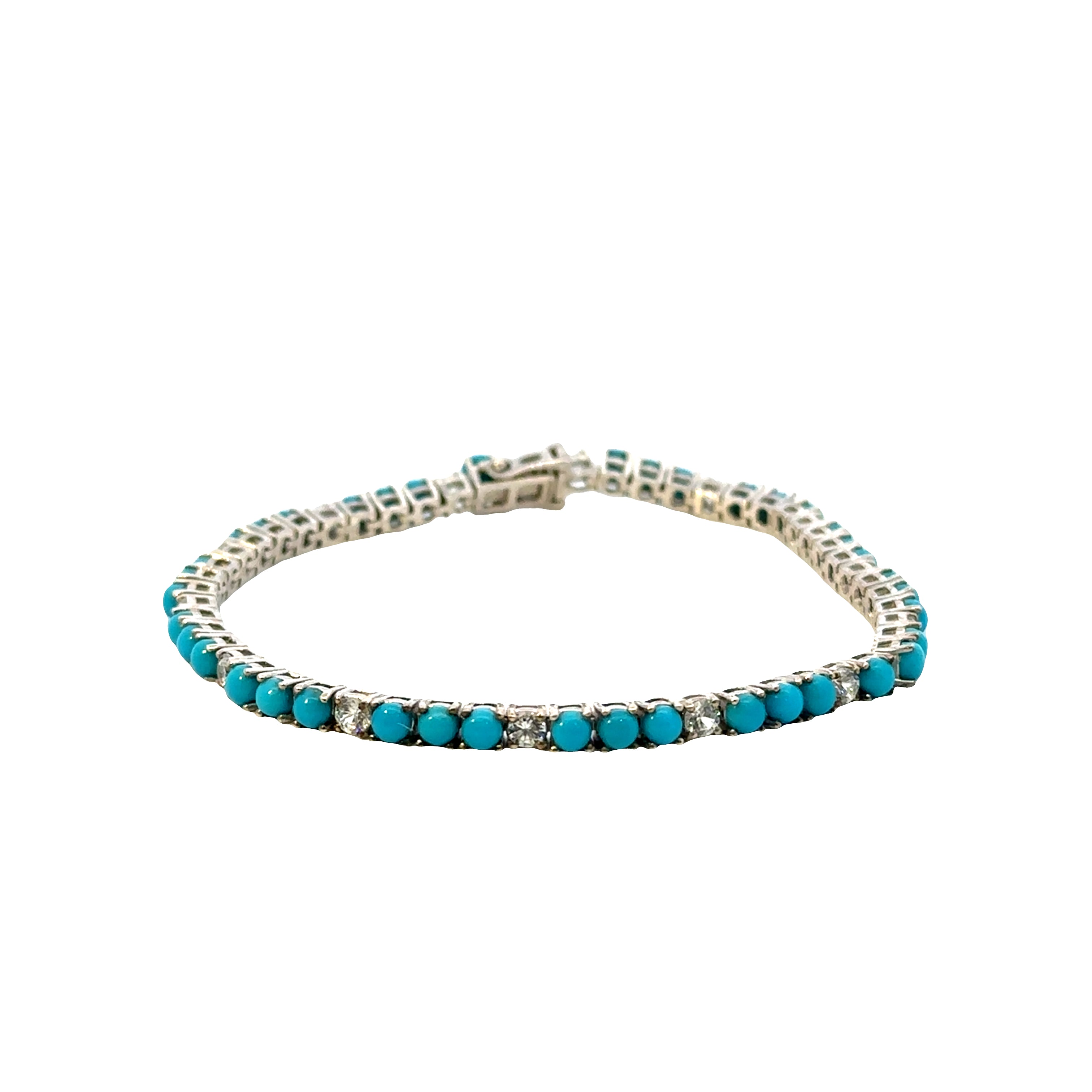 Turquoise beaded bracelet on a white background