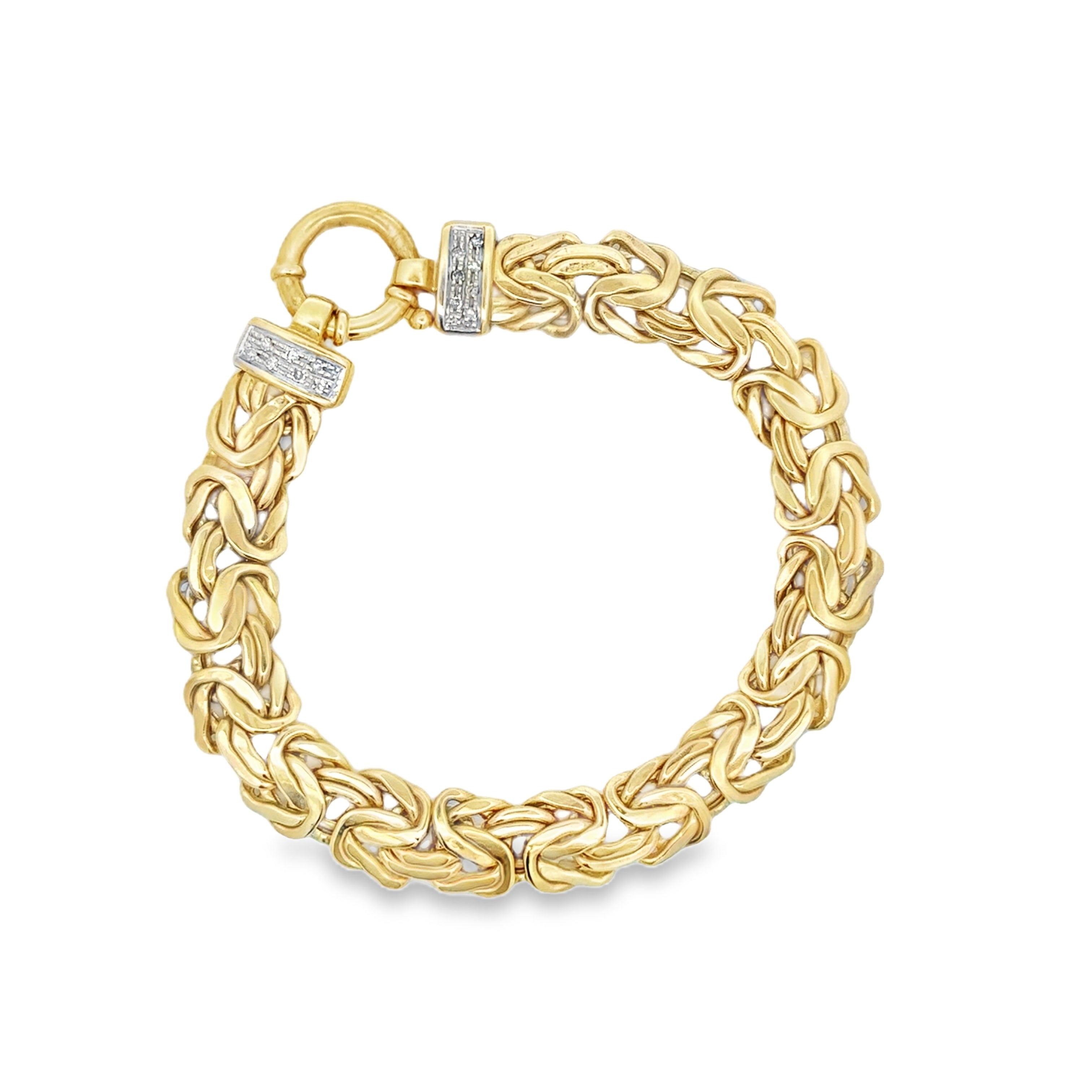 Gold chain bracelet with a clasp on a white background