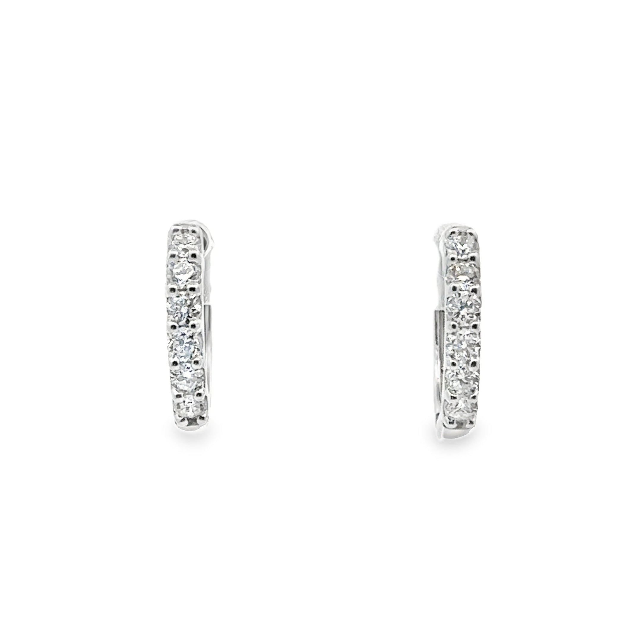 Pair of silver hoop earrings on a white background