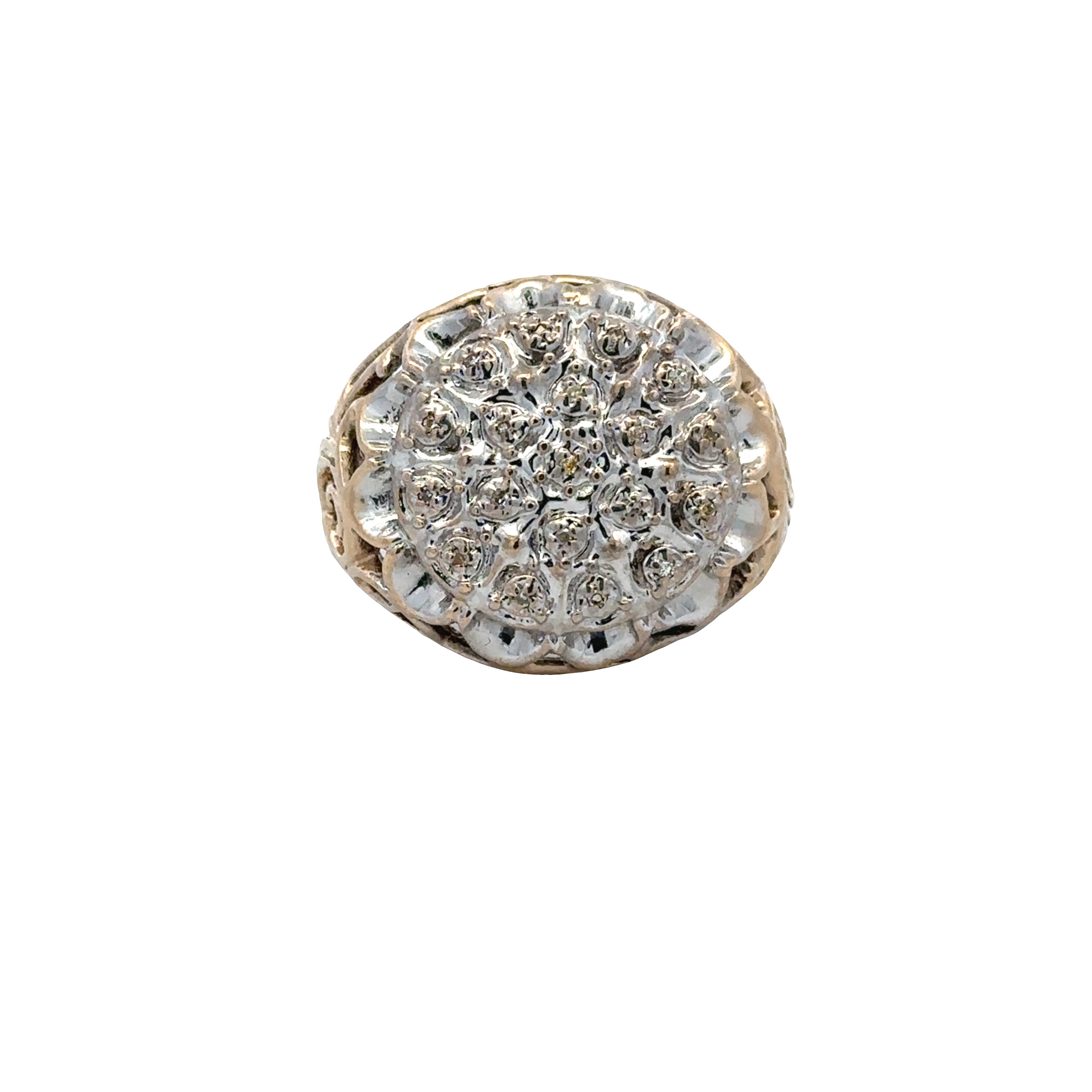 Round diamond earring on a white background