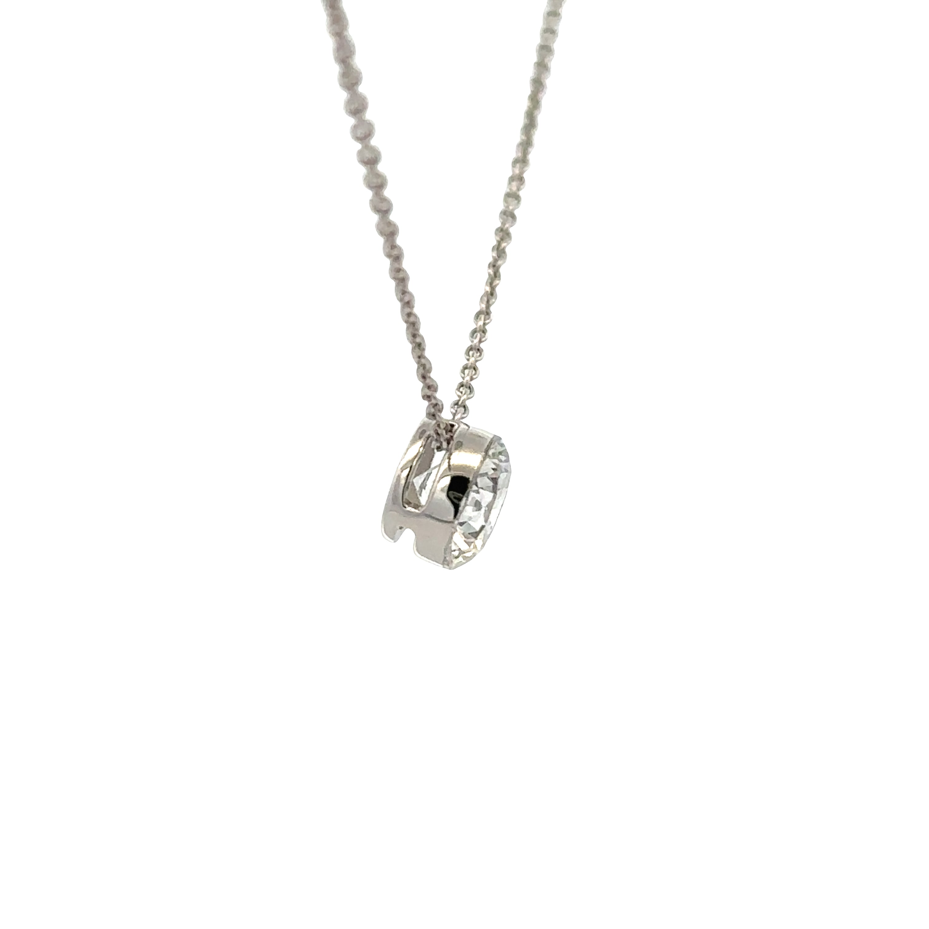 White gold necklace on a white background 