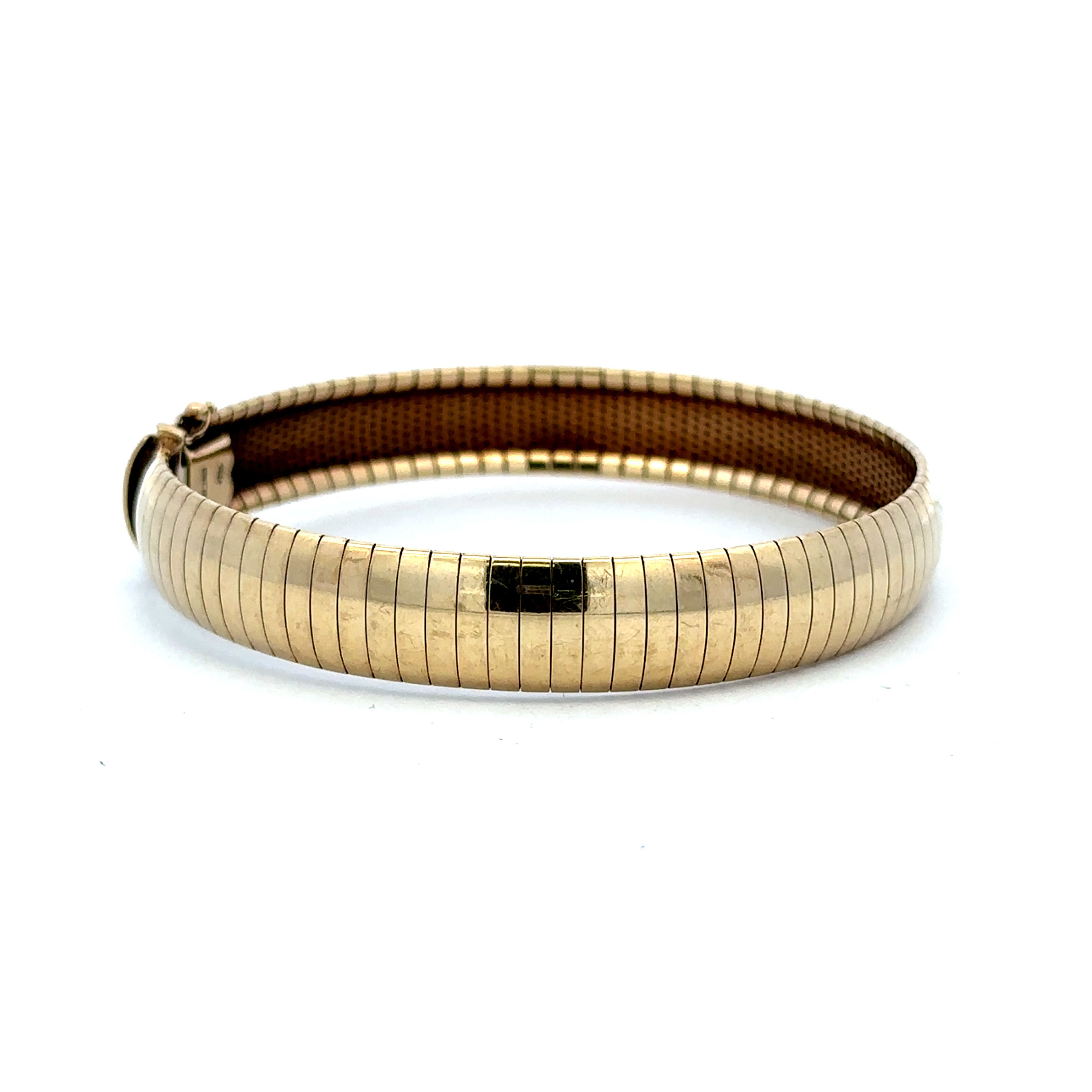 Estate Collection:10K Yellow Gold 9.5MM Herring Bone Bracelet