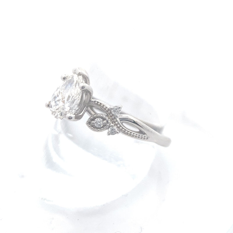 14K White Gold 3/4CT. Pear-Cut Lab-Grown Diamond Nature Inspired Engagement Ring