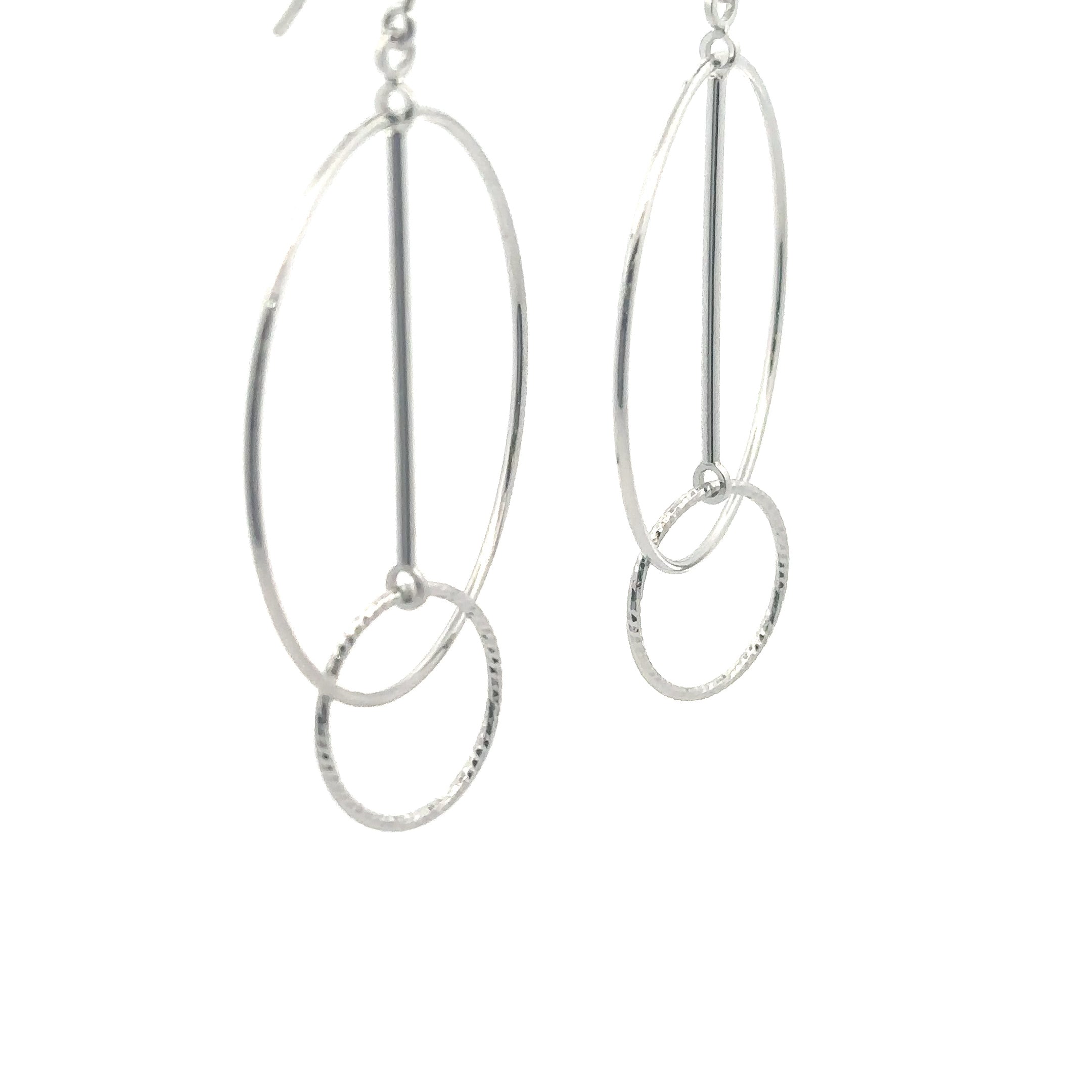 Sterling Silver Large Circle Bar Hoop Earring