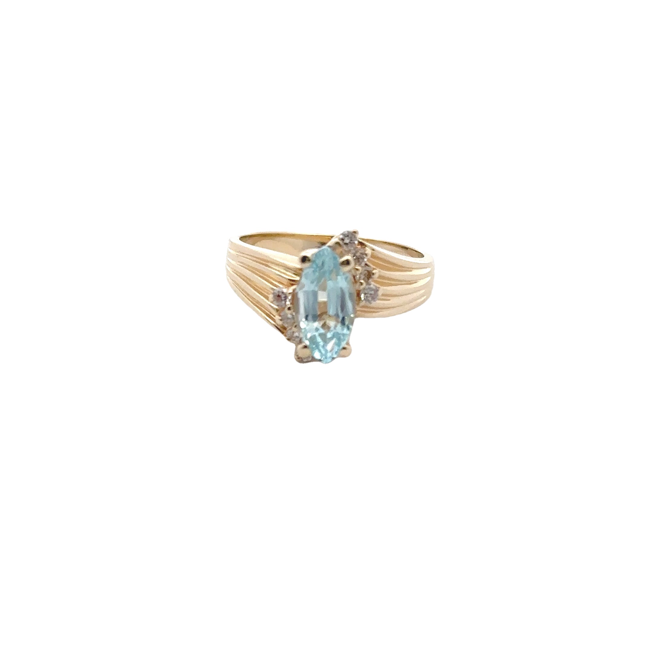 Estate Collection: 14K Yellow Gold Marquise Center Stone With Diamonds Ring