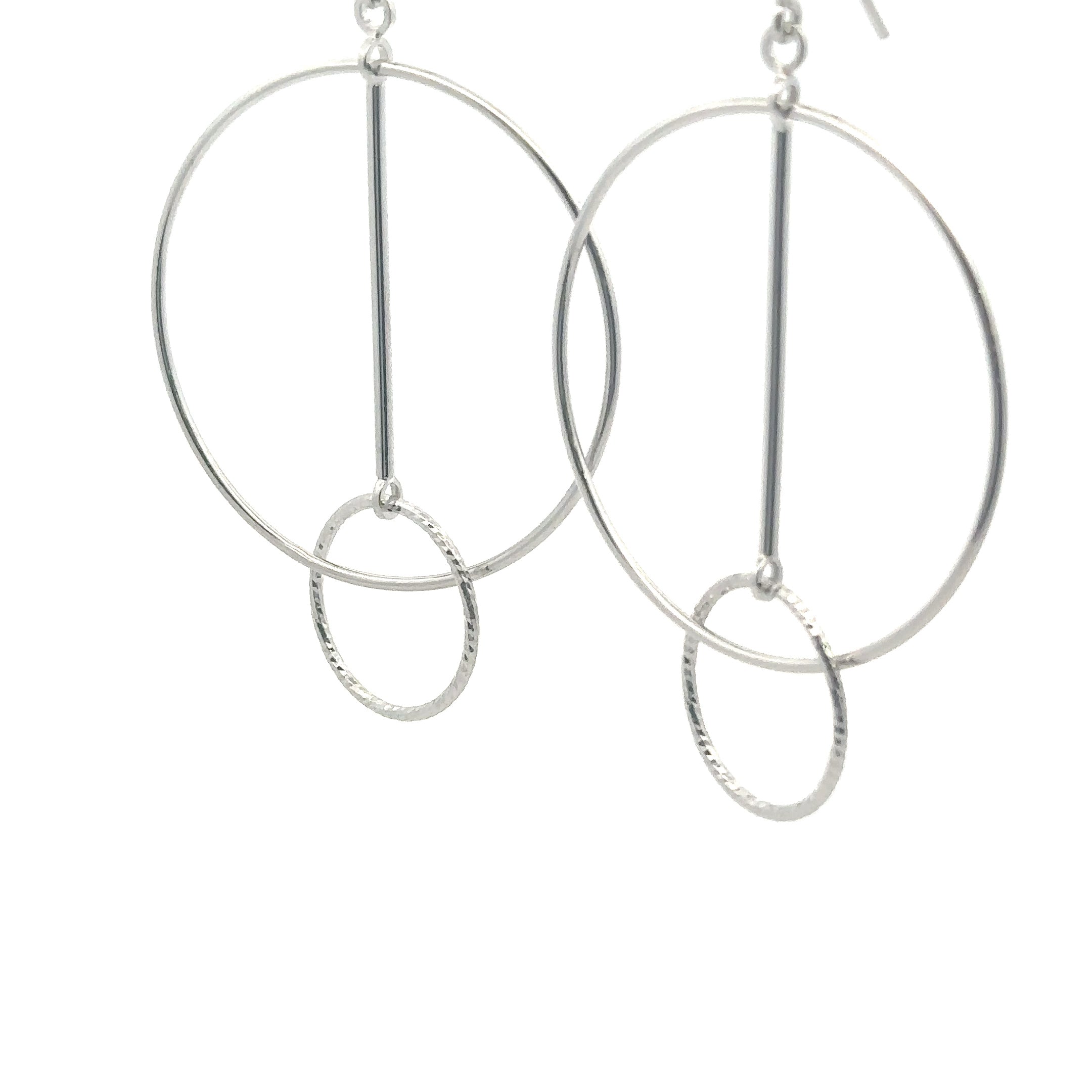 Sterling Silver Large Circle Bar Hoop Earring