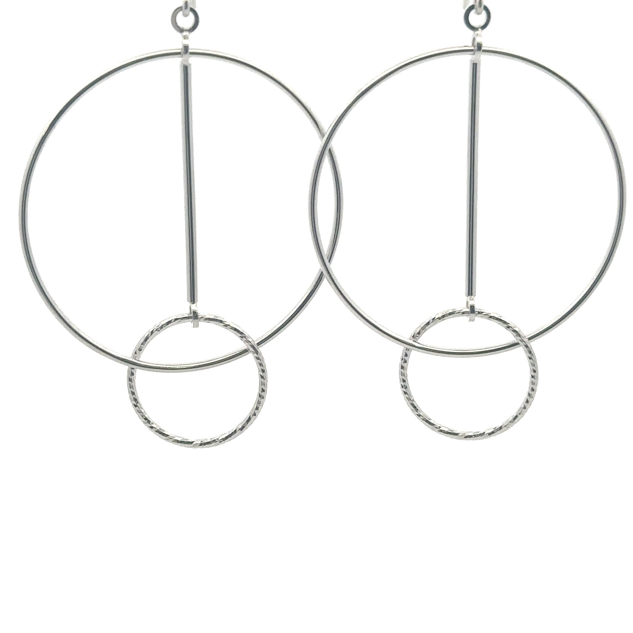 Sterling Silver Large Circle Bar Hoop Earring