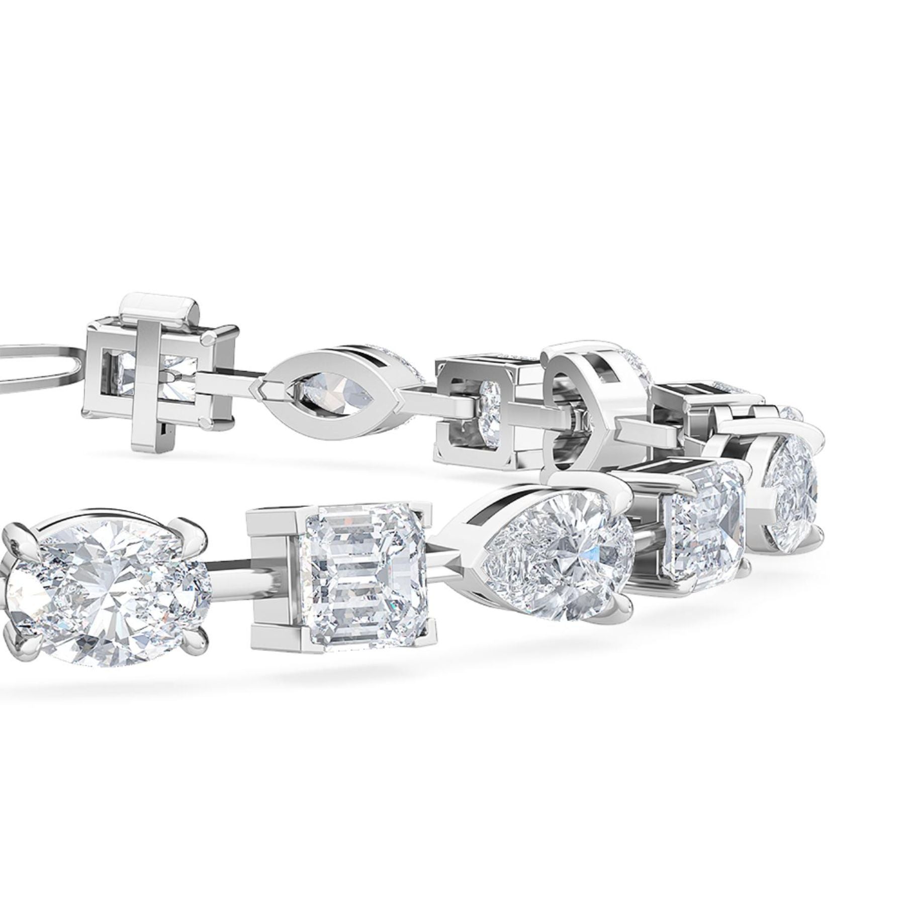 close up of tennis bracelet on white background