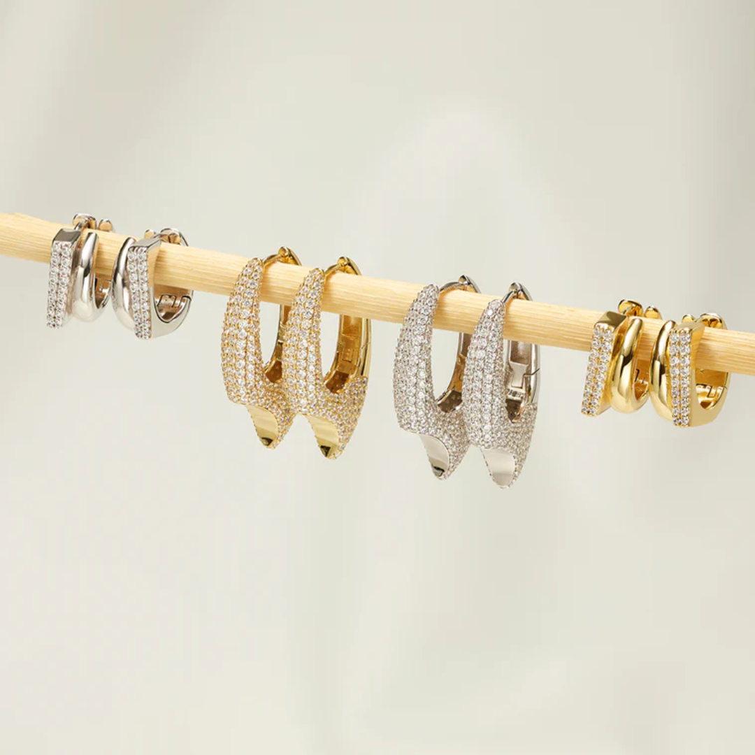 Additional View  Ania Haie Gold-Plated Sterling Silver Cubic Zirconia Hoops