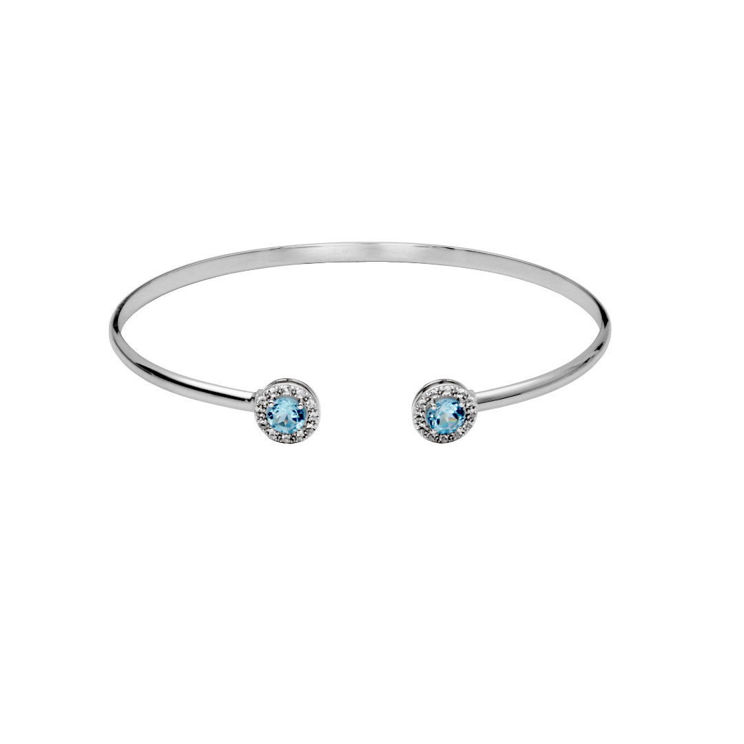 Sterling Silver Blue topaz/white topaz bangle bracelet