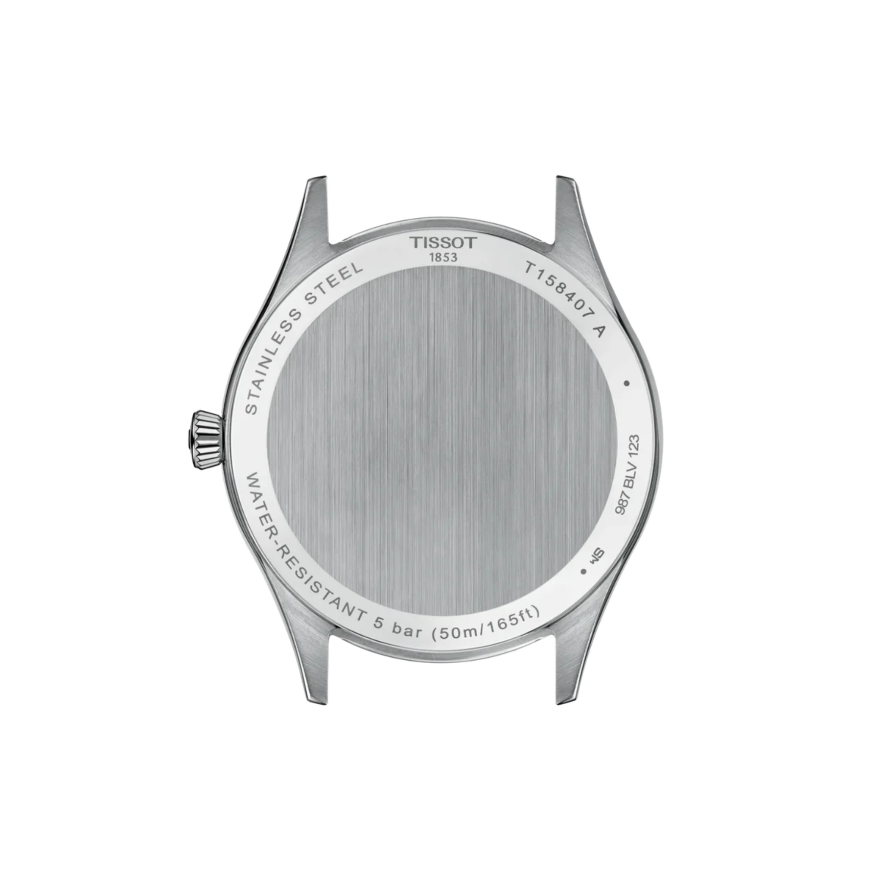 Tissot watch caseback on a white background