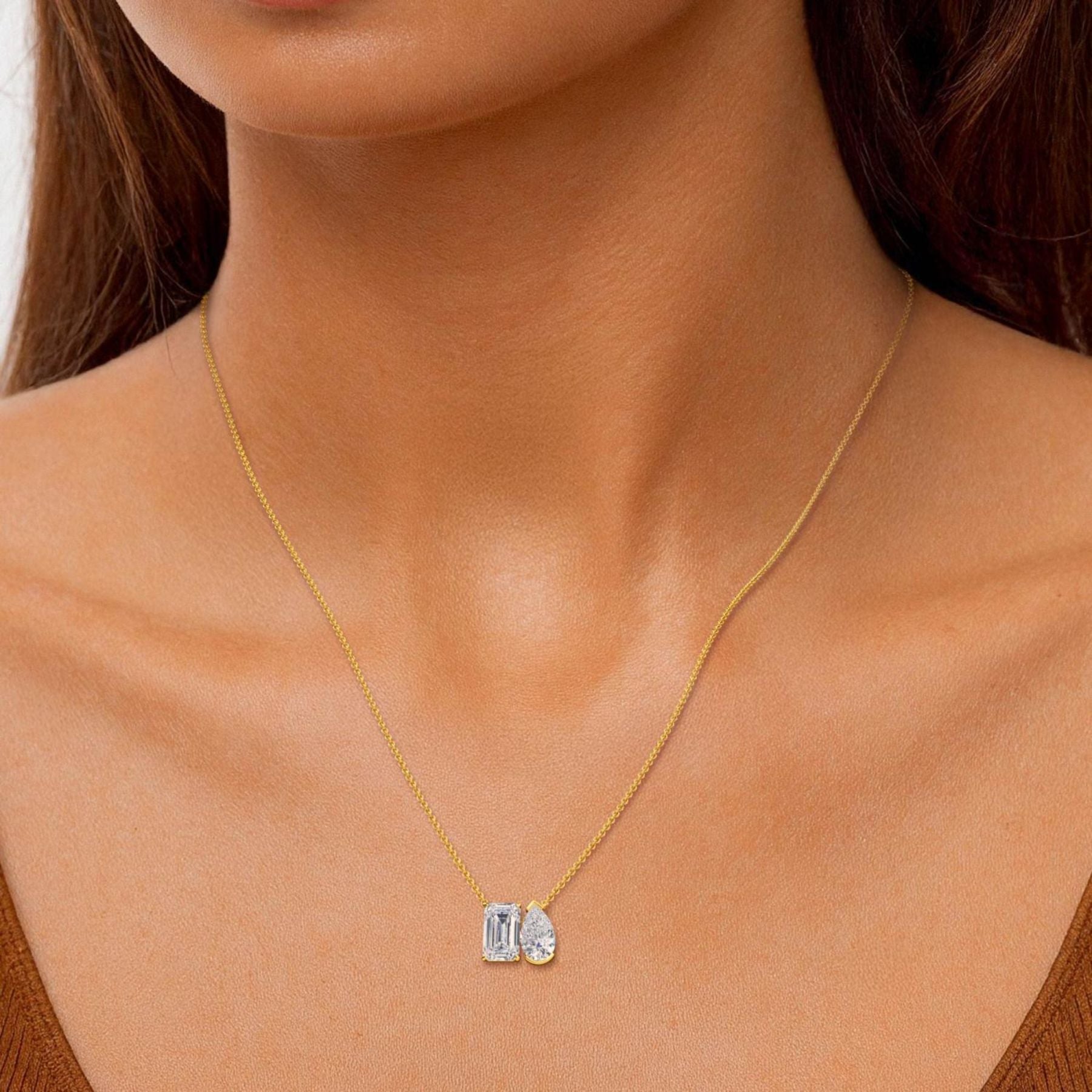 Necklace on models neck 
