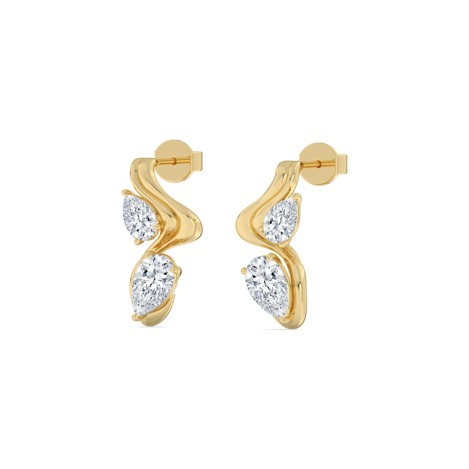 14K Yellow Gold earrings on a white background